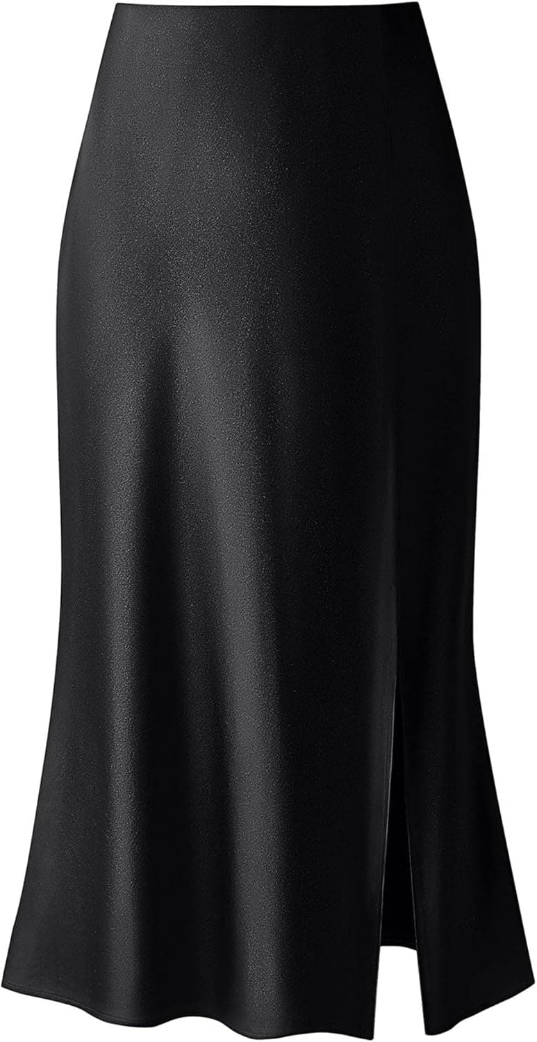 Leopard Print Skirt for Women Cheetah High Waist Silk Satin Elasticized Skirts