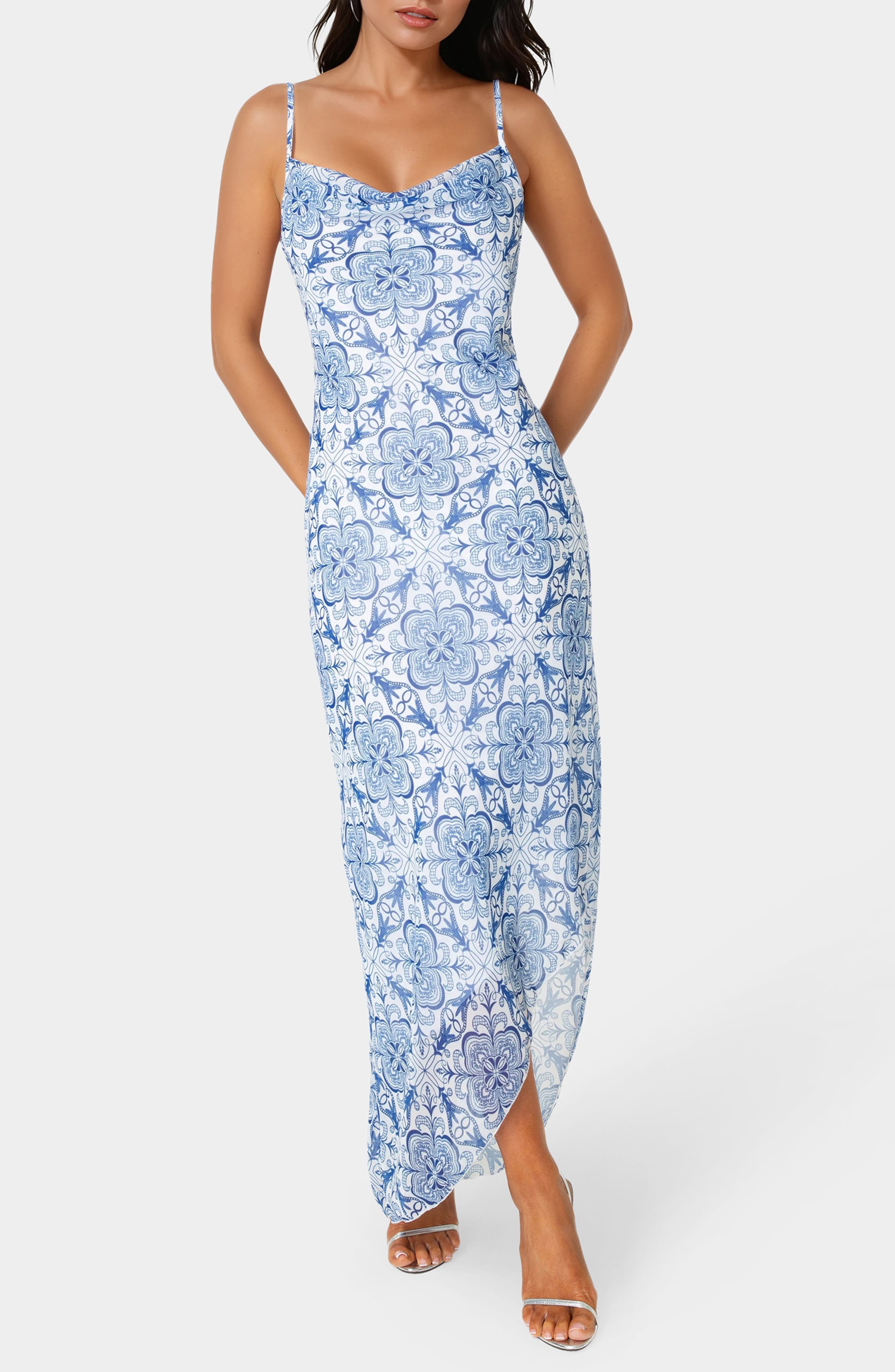 Cowl Neck Chiffon Maxi Dress - image 1