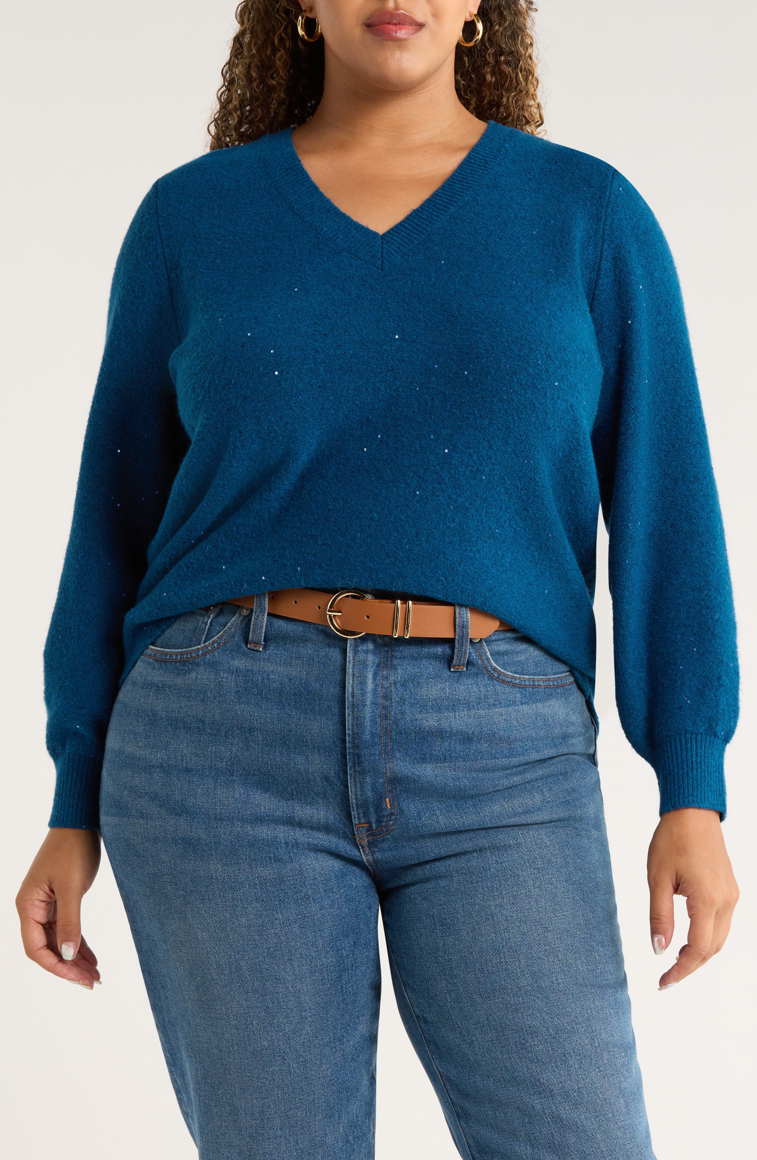 Sequin V-Neck Sweater - image 3