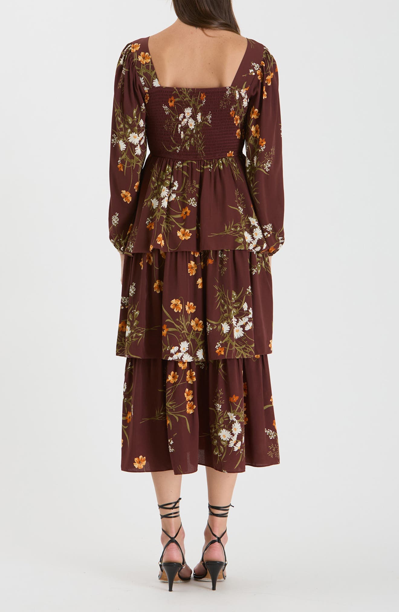 Floral Long Sleeve Tiered Midi Dress - image 2
