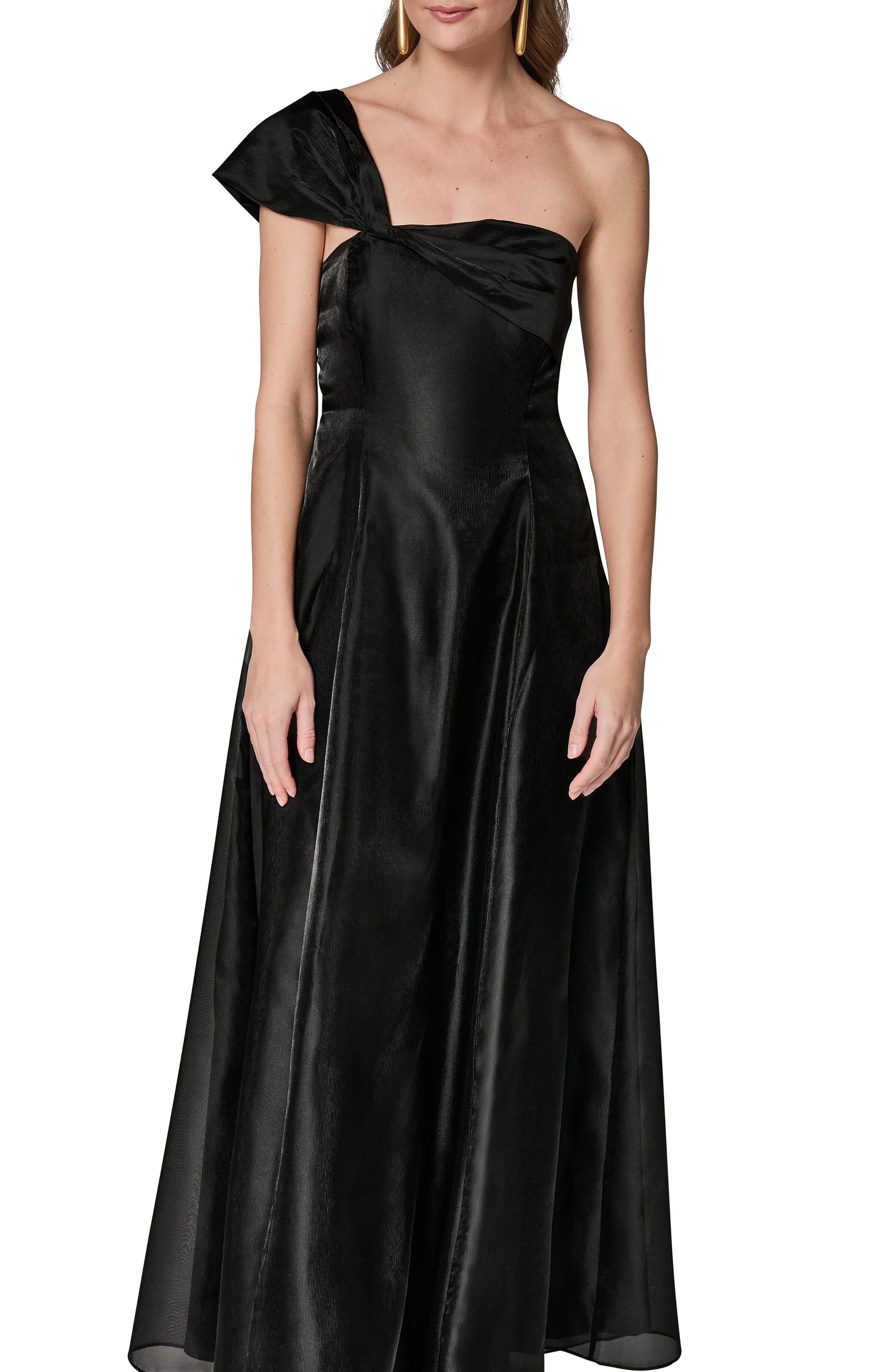 Asymmetric Satin Gown - image 1