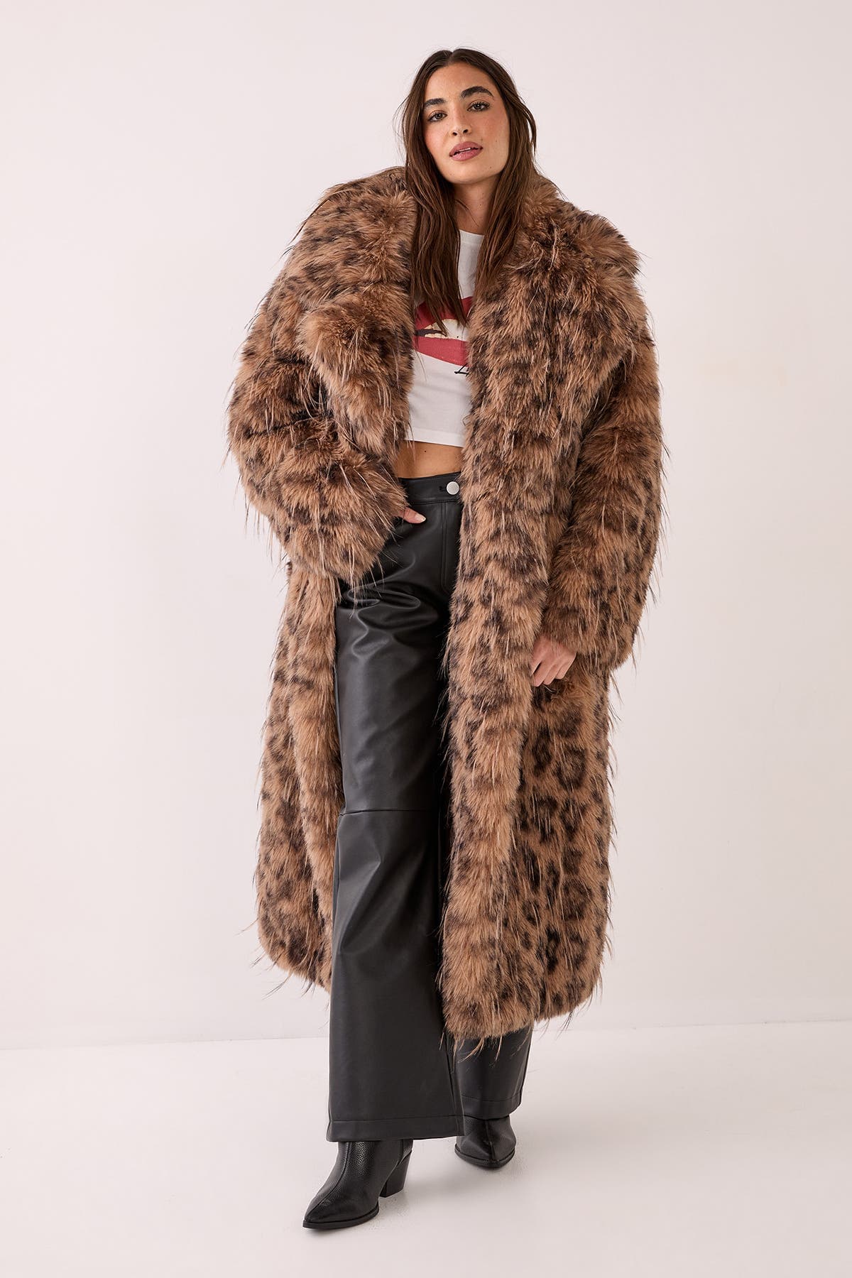 Faux Fur Longline Coat - image 1
