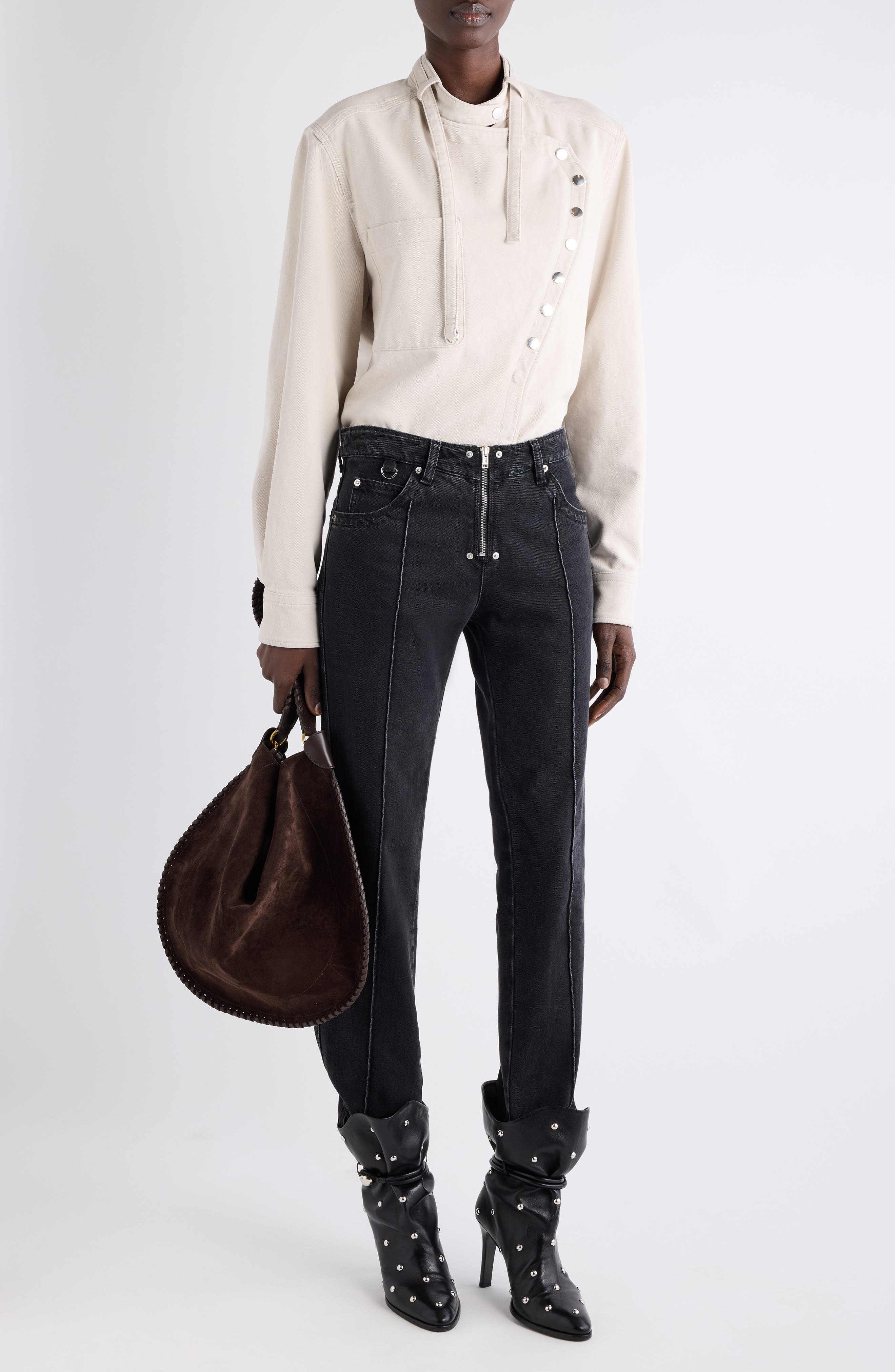 Tess Cotton Twill Moto Top - image 2