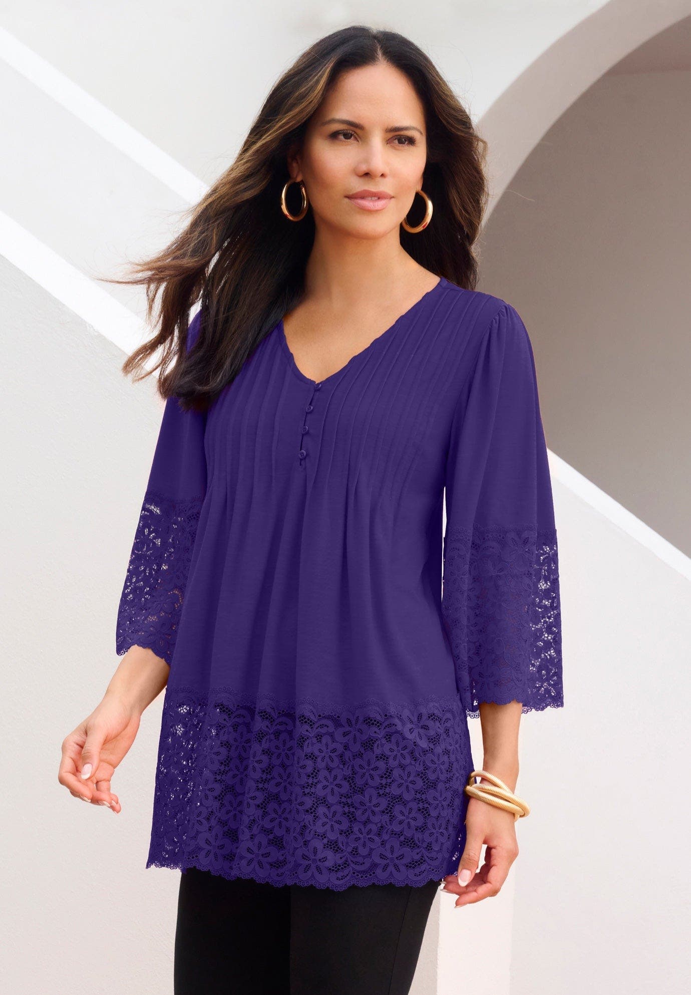 Lace-Hem Pintuck Tunic - image 5