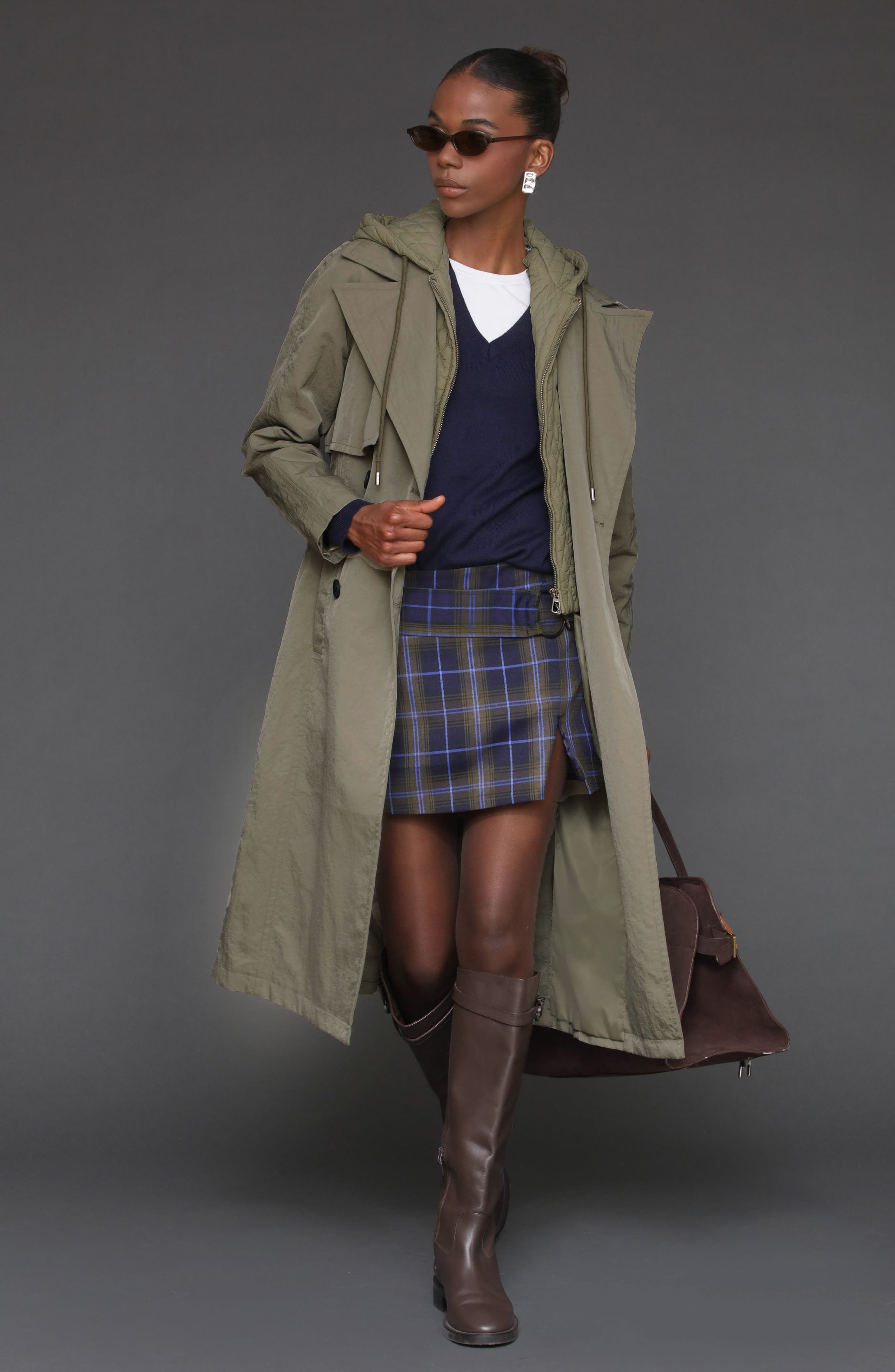 Double Breasted Trench with Hooded Quilted Bib - image 2