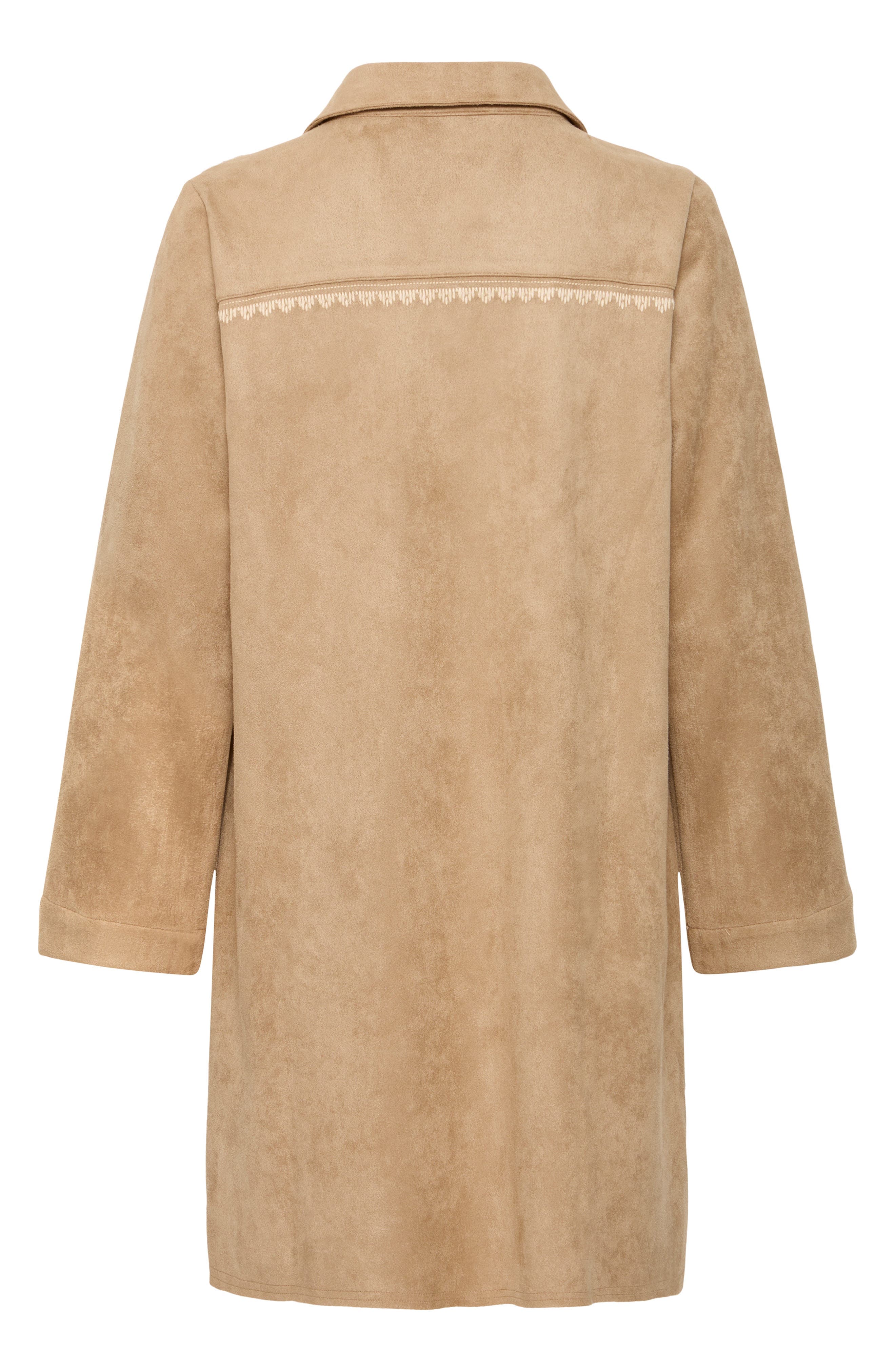 Faux Suede Long Sleeve Shirtdress - image 2