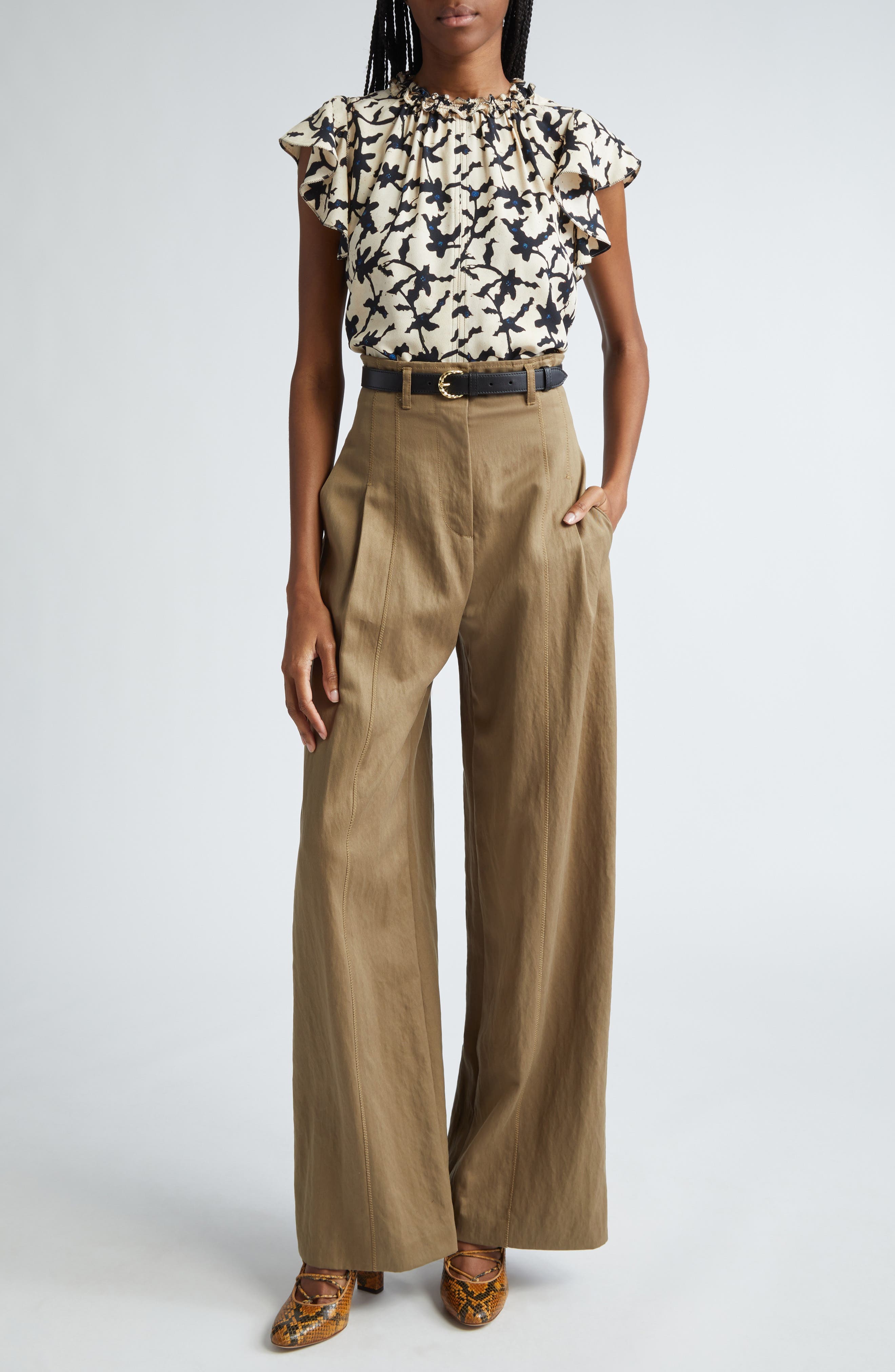 Julia Floral Print Flutter Sleeve Top - image 2