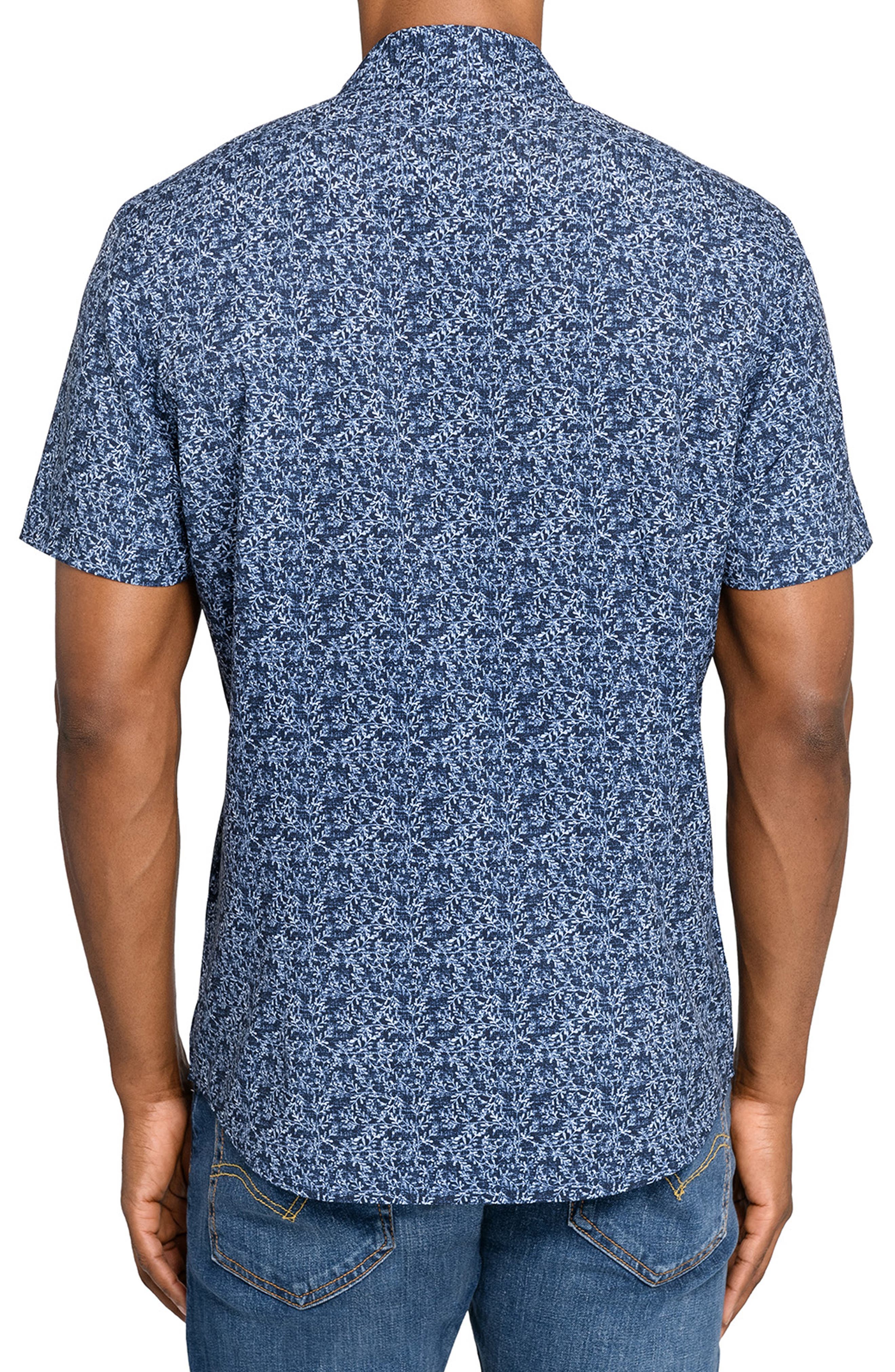 Slim Fit Floral Stem Short Sleeve Performance Button-Up Shirt - image 2