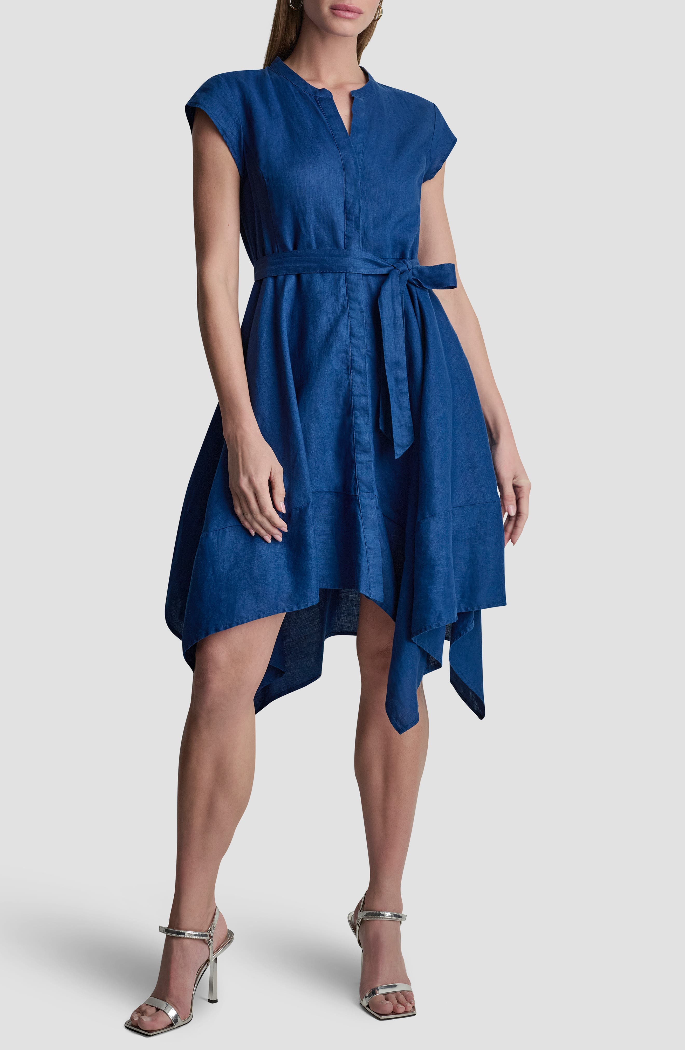 Handkerchief Hem Linen Shirtdress - image 3
