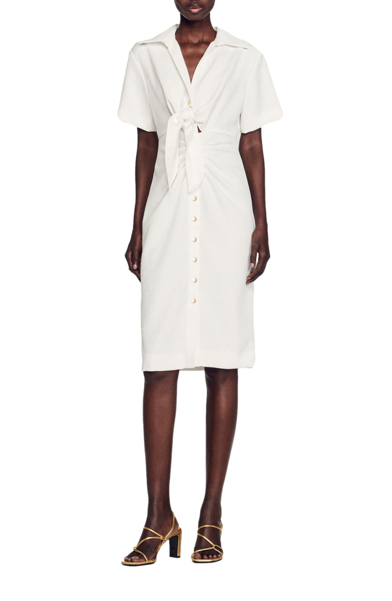 Nacre Tie Front Sheath Dress