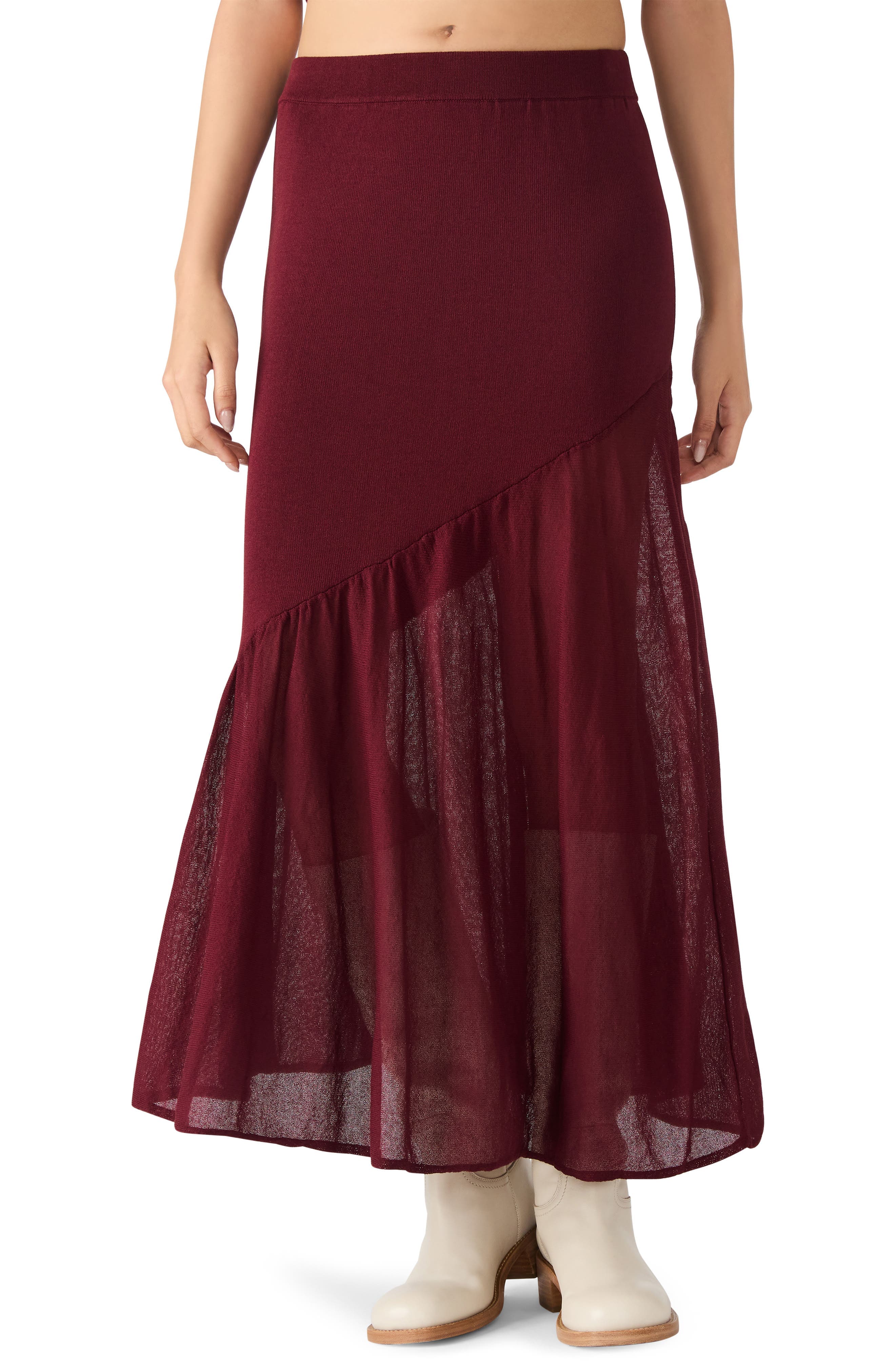 Aneira Asymmetric Knit Maxi Skirt - image 1