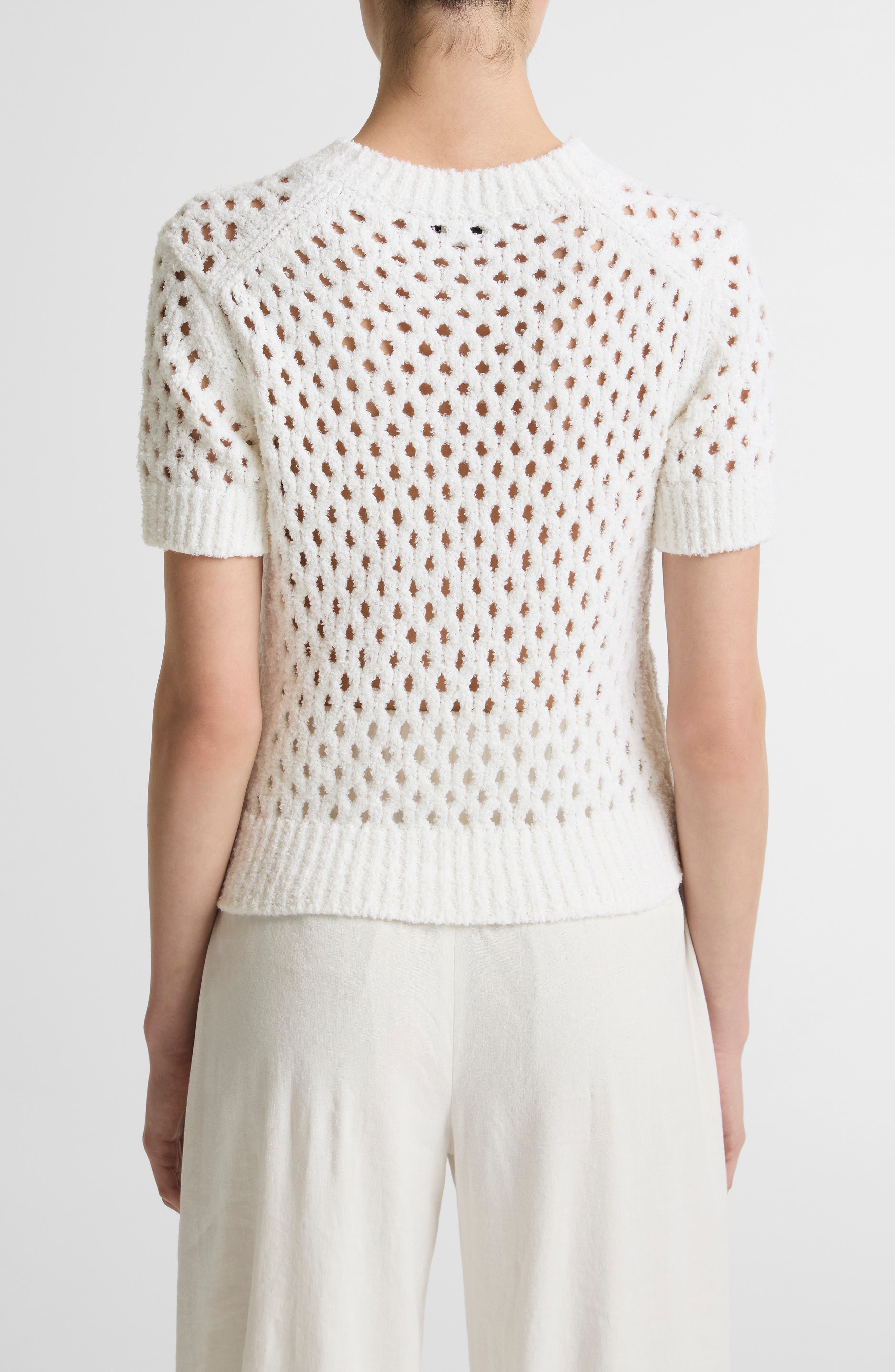 Boxy Honeycomb Knit Short Sleeve Sweater - image 3