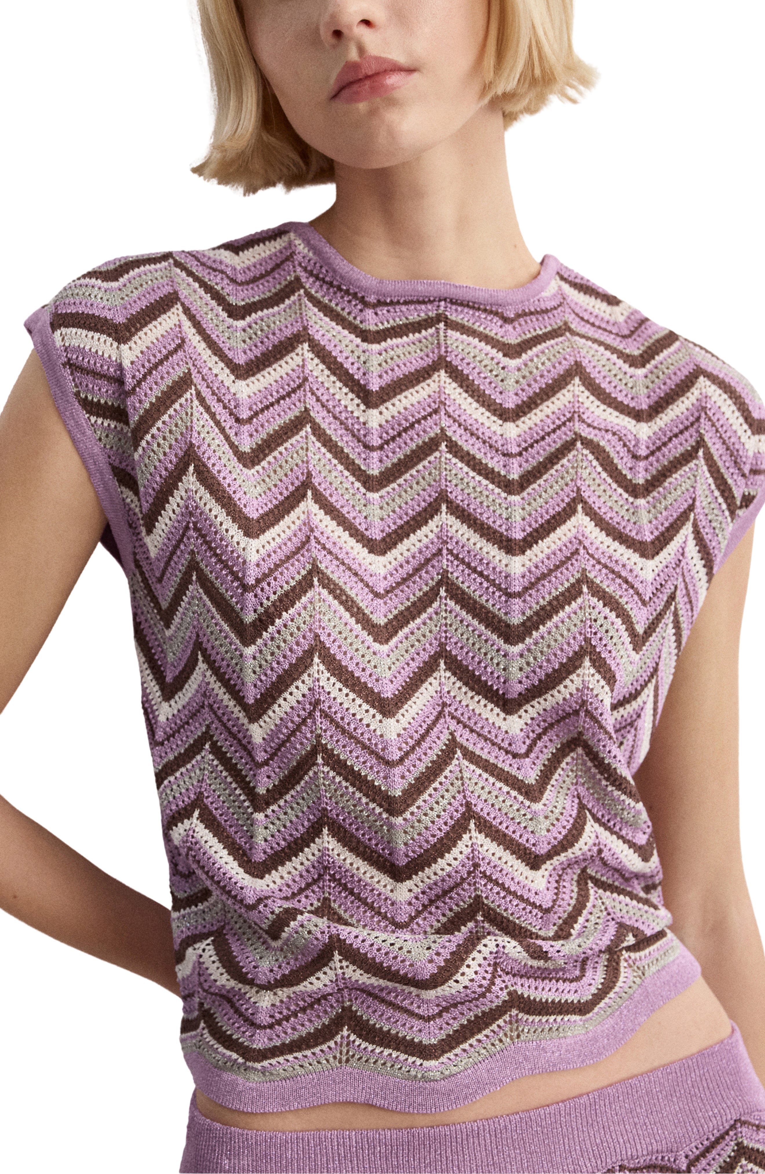 Open Stitch Zigzag Sweater - image 1
