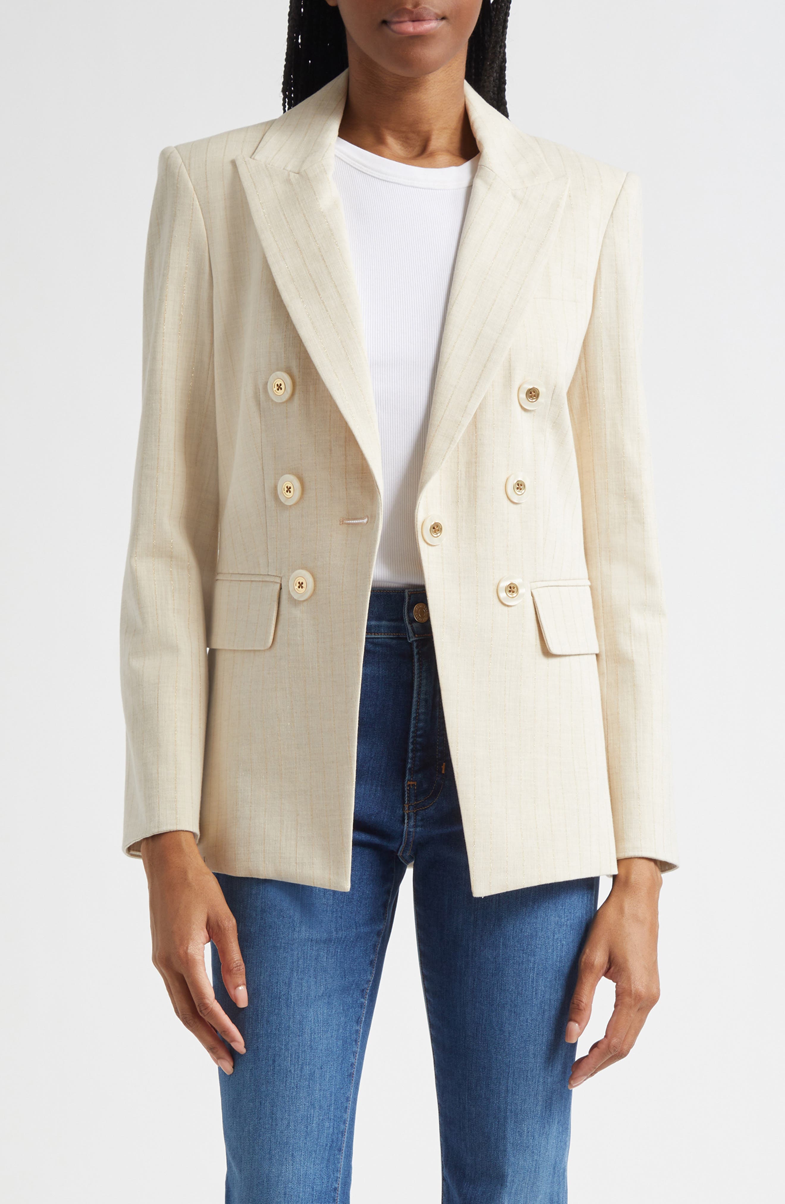 Gaya Metallic Chalk Stripe Cotton Blend Dickey Jacket - image 1