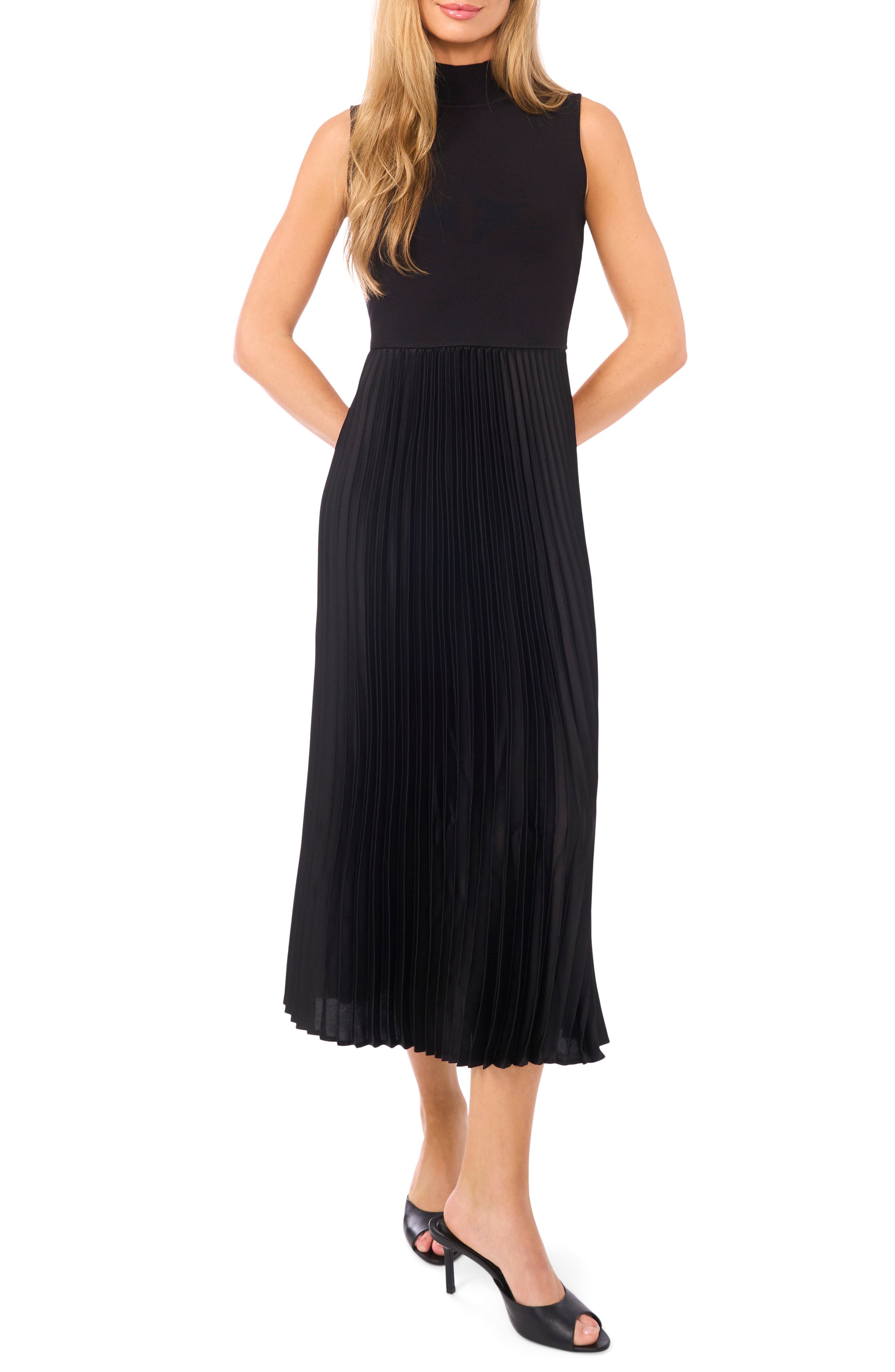 Mixed Media Sleeveless Midi Dress - image 1
