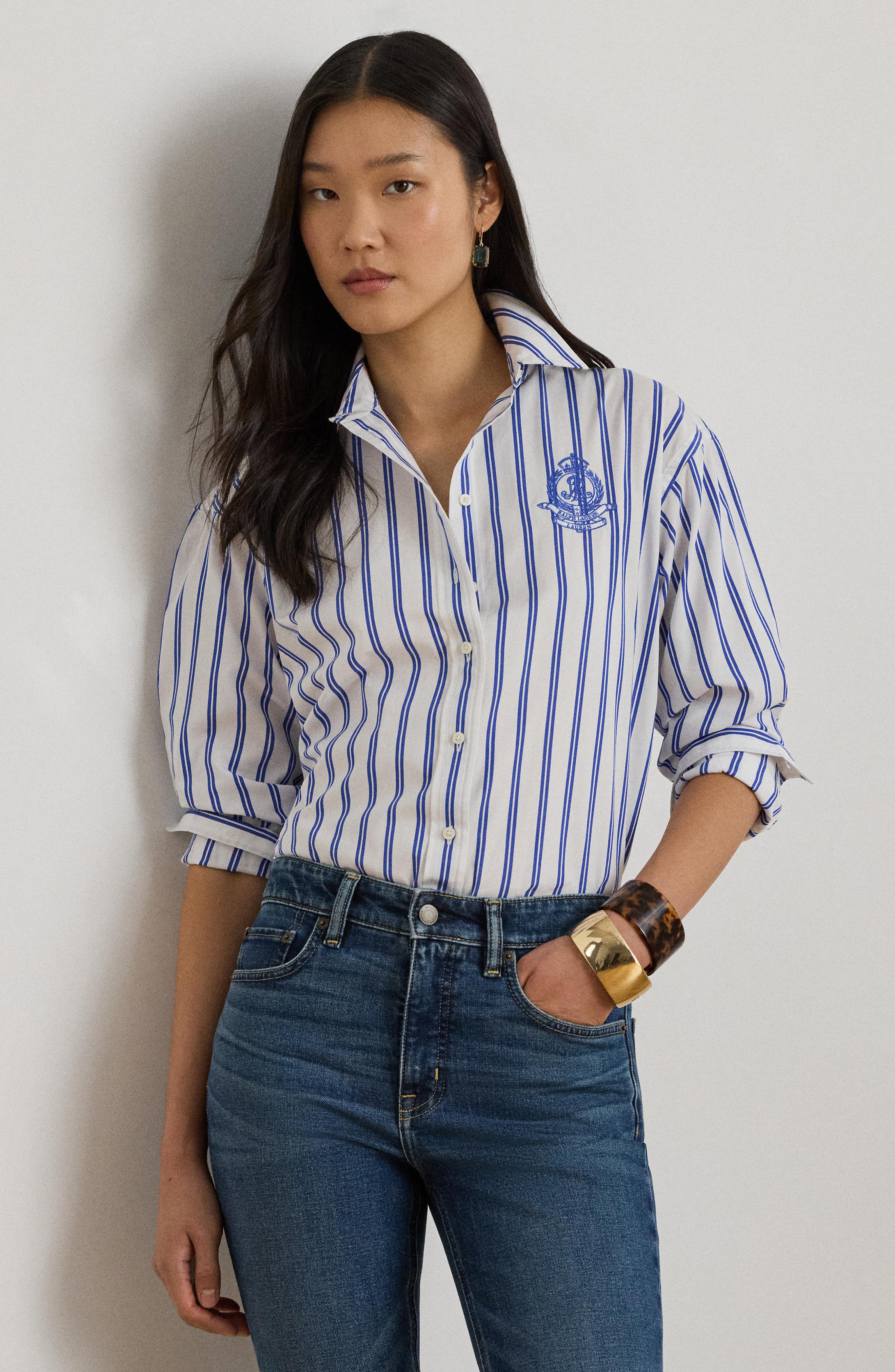 Stripe Cotton Broadcloth Button-Down Shirt - image 2