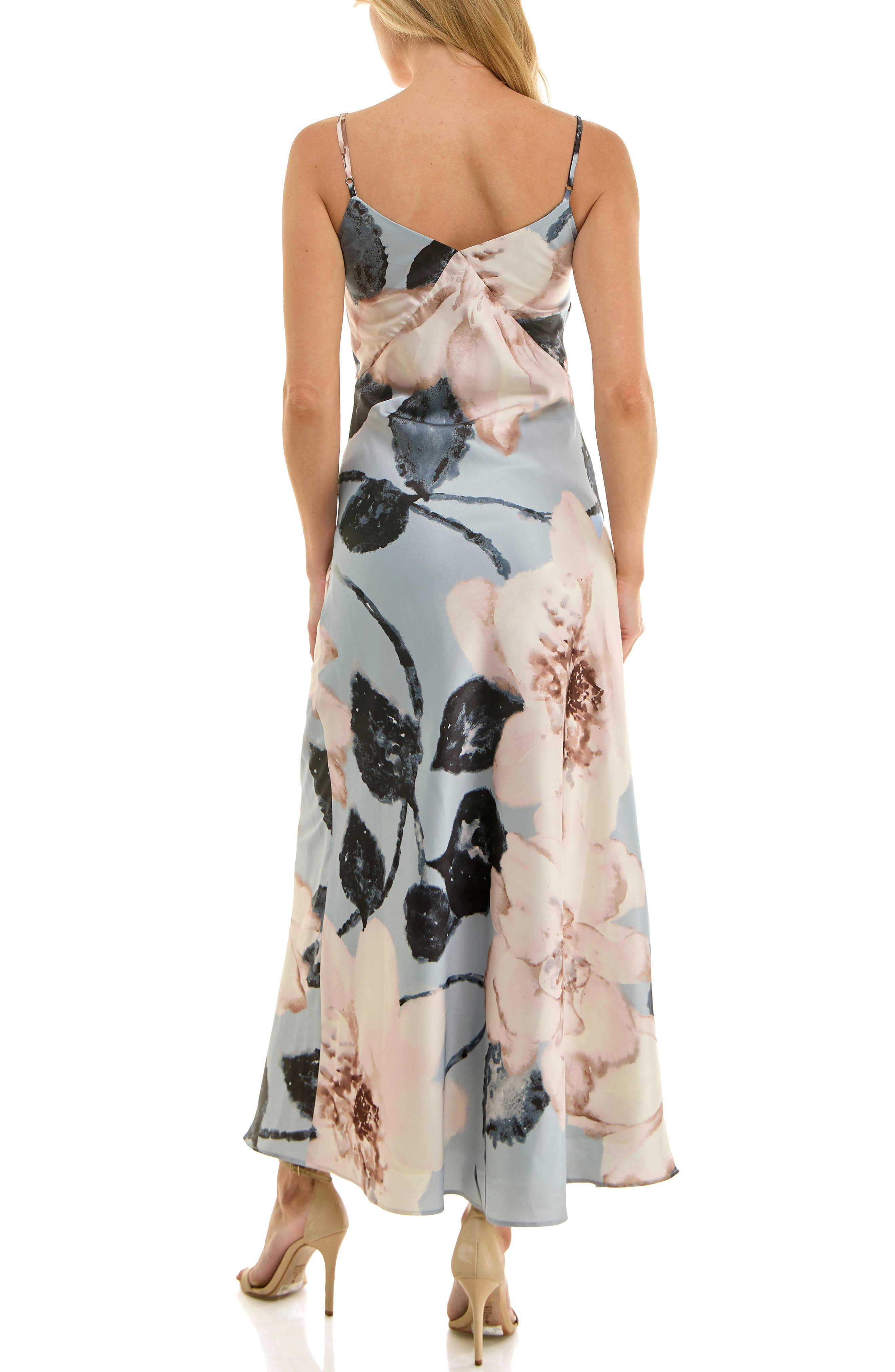 Floral Print Stretch Satin Slipdress - image 2