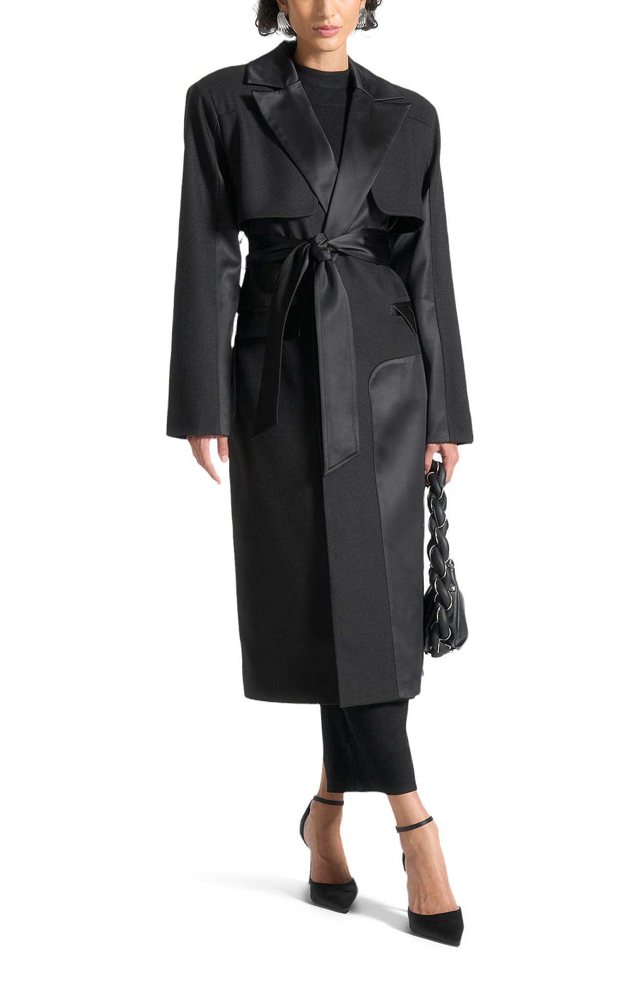 Ilona Tailored Satin Trench Coat - image 1