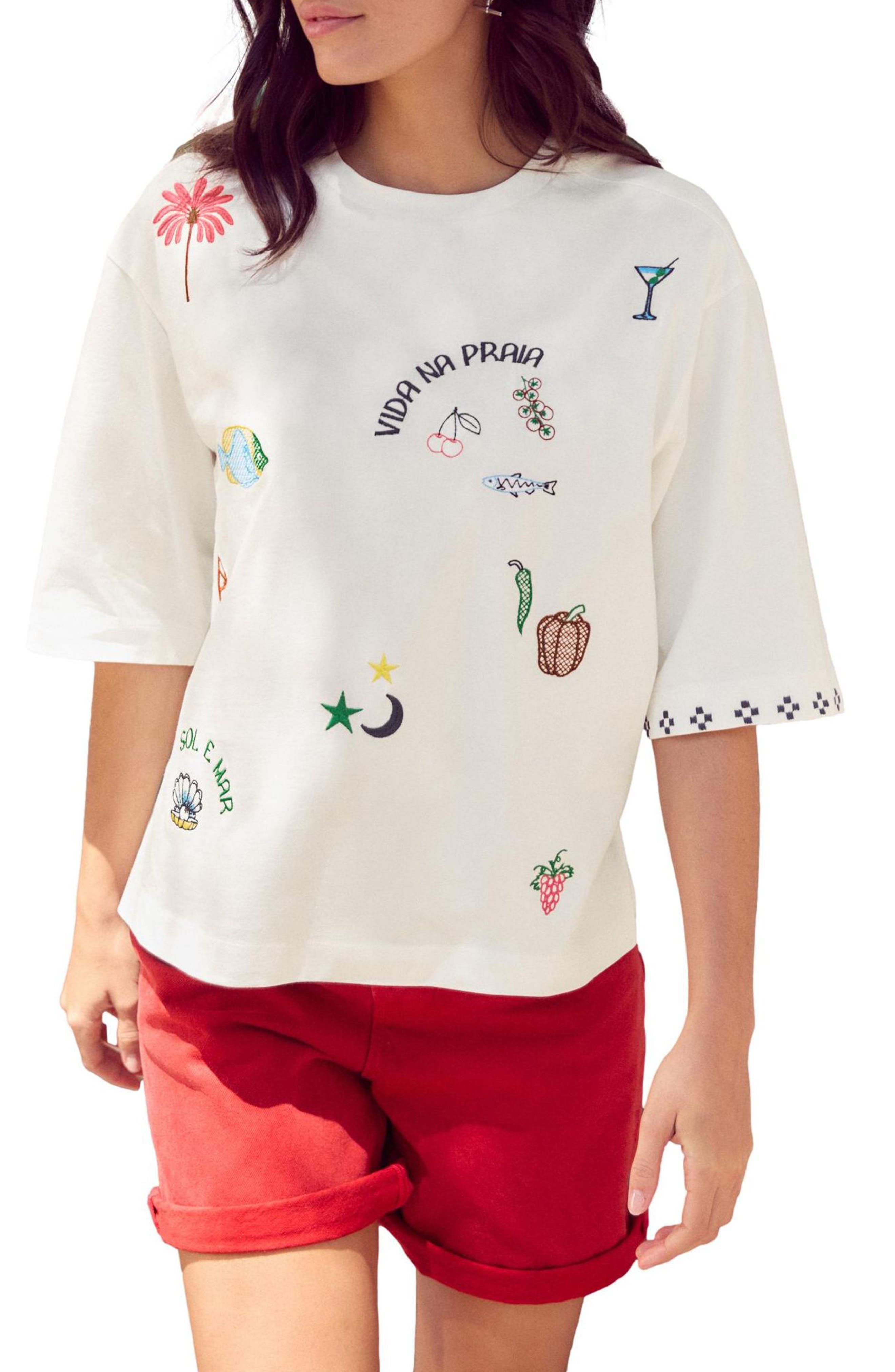 Embroidered Oversize Cotton T-Shirt - image 1
