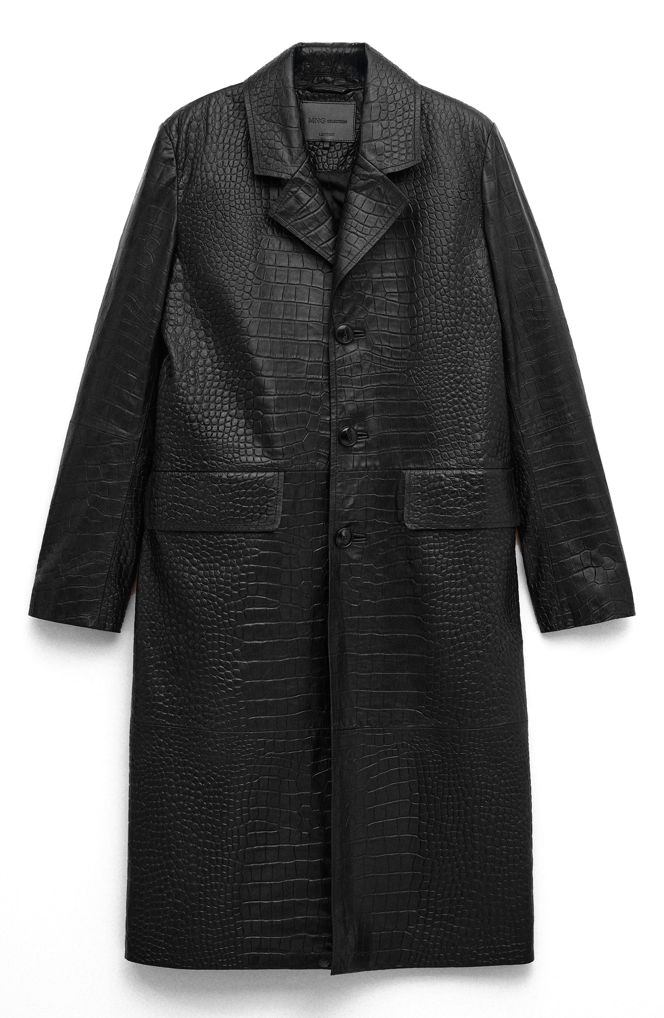 Croc Embossed Leather Coat - image 1