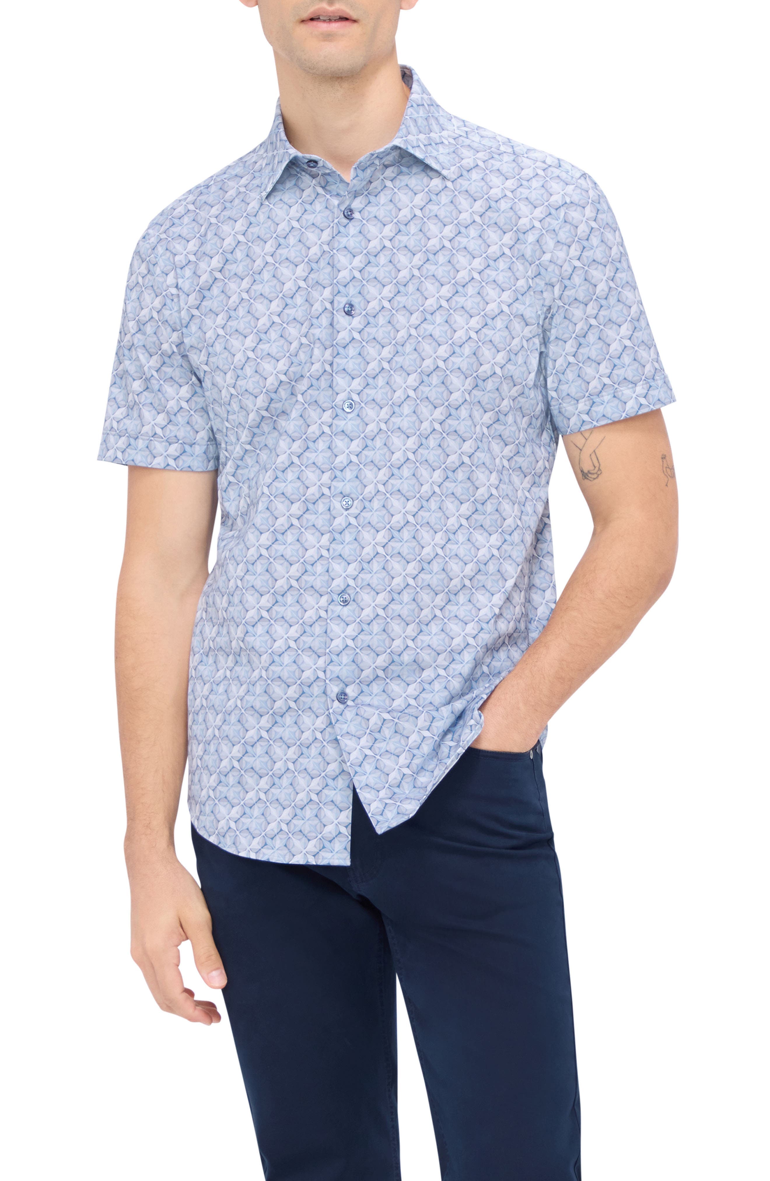 Miles OoohCotton Abstract Print Short Sleeve Button-Up Shirt - image 1
