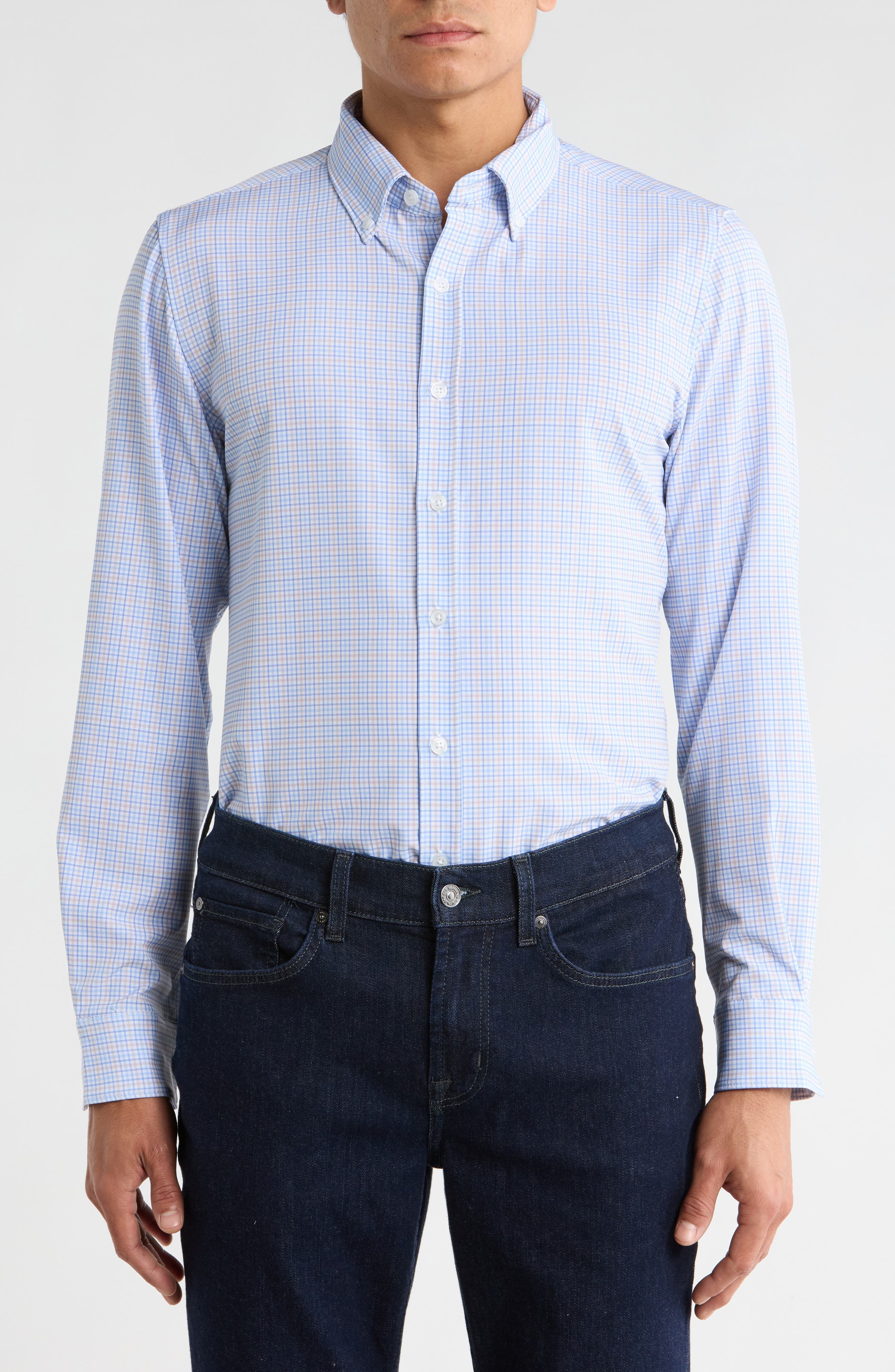 Plaid Performance Button-Up Shirt - image 1