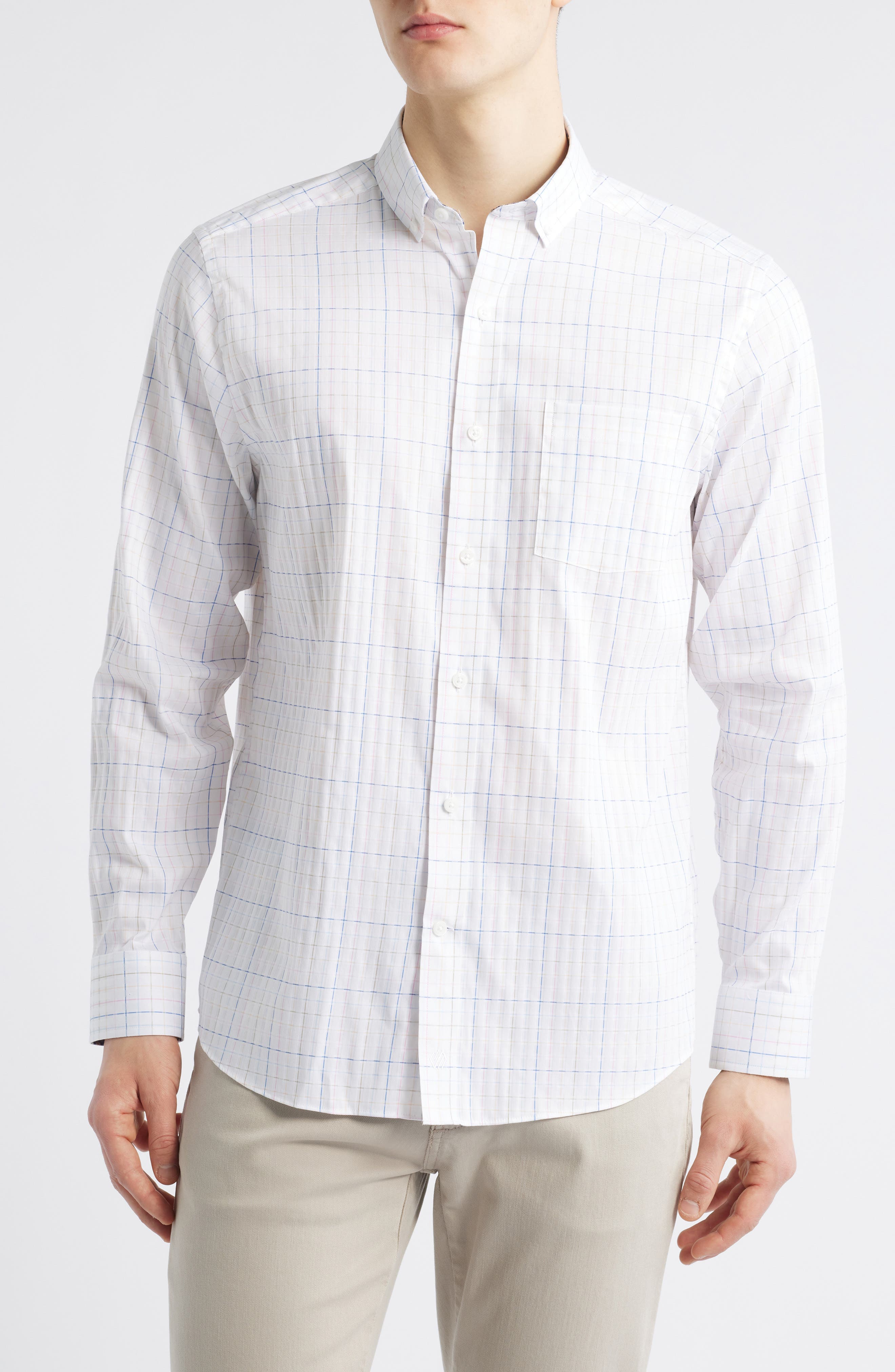 XC4 Windowpane Print Performance Button-Down Shirt - image 1