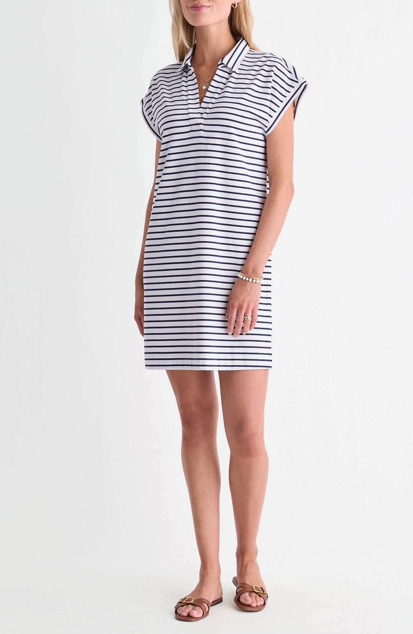Margo Stripe Short Sleeve Polo Dress - image 1
