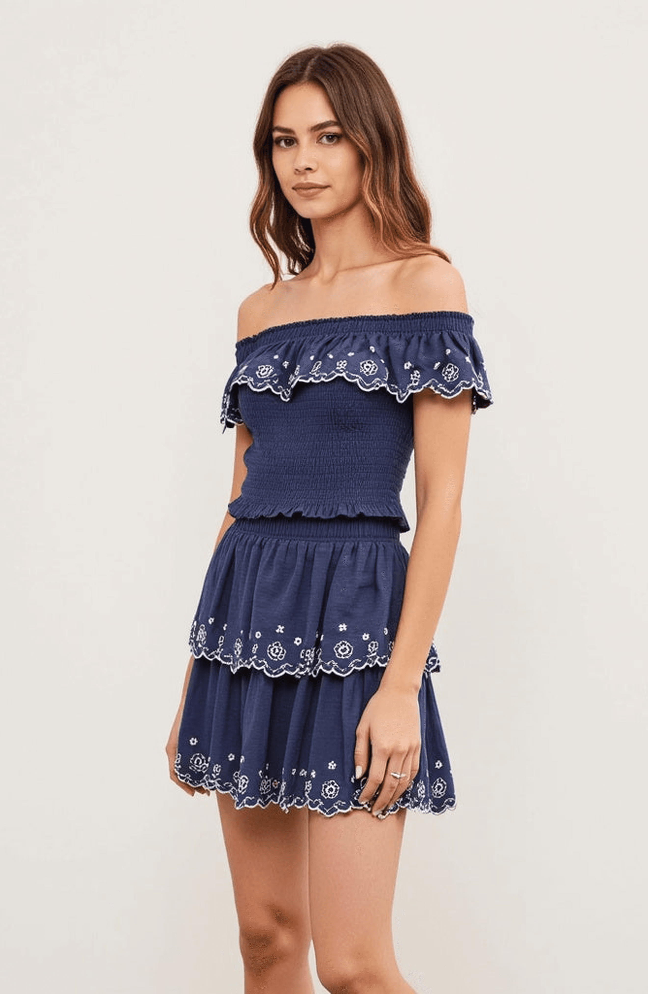 Tiered Eyelet Embroidered Ruffle Shorts with Smocked Waist - image 2