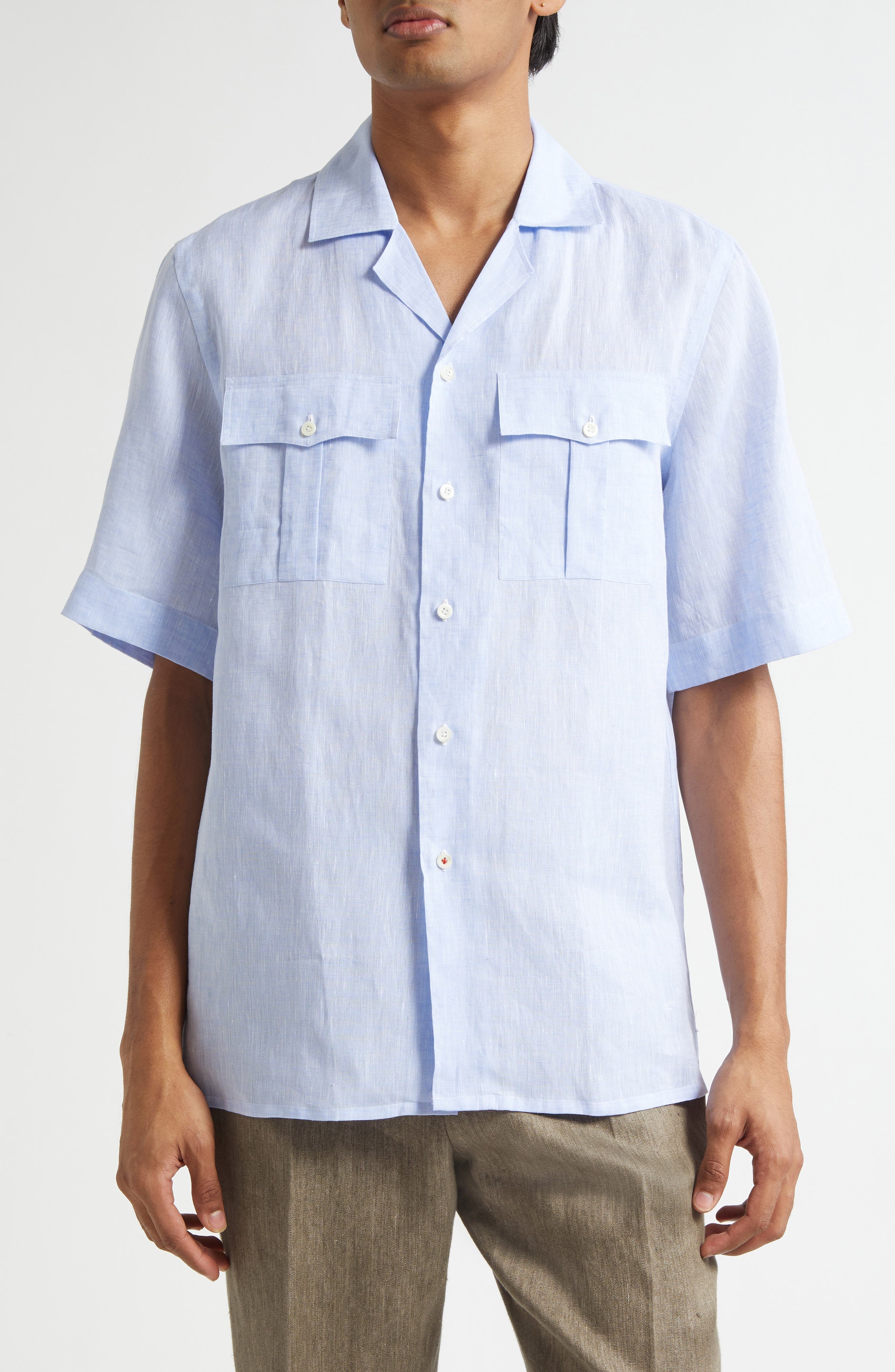 Superlino Short Sleeve Linen Button-Up Shirt - image 1