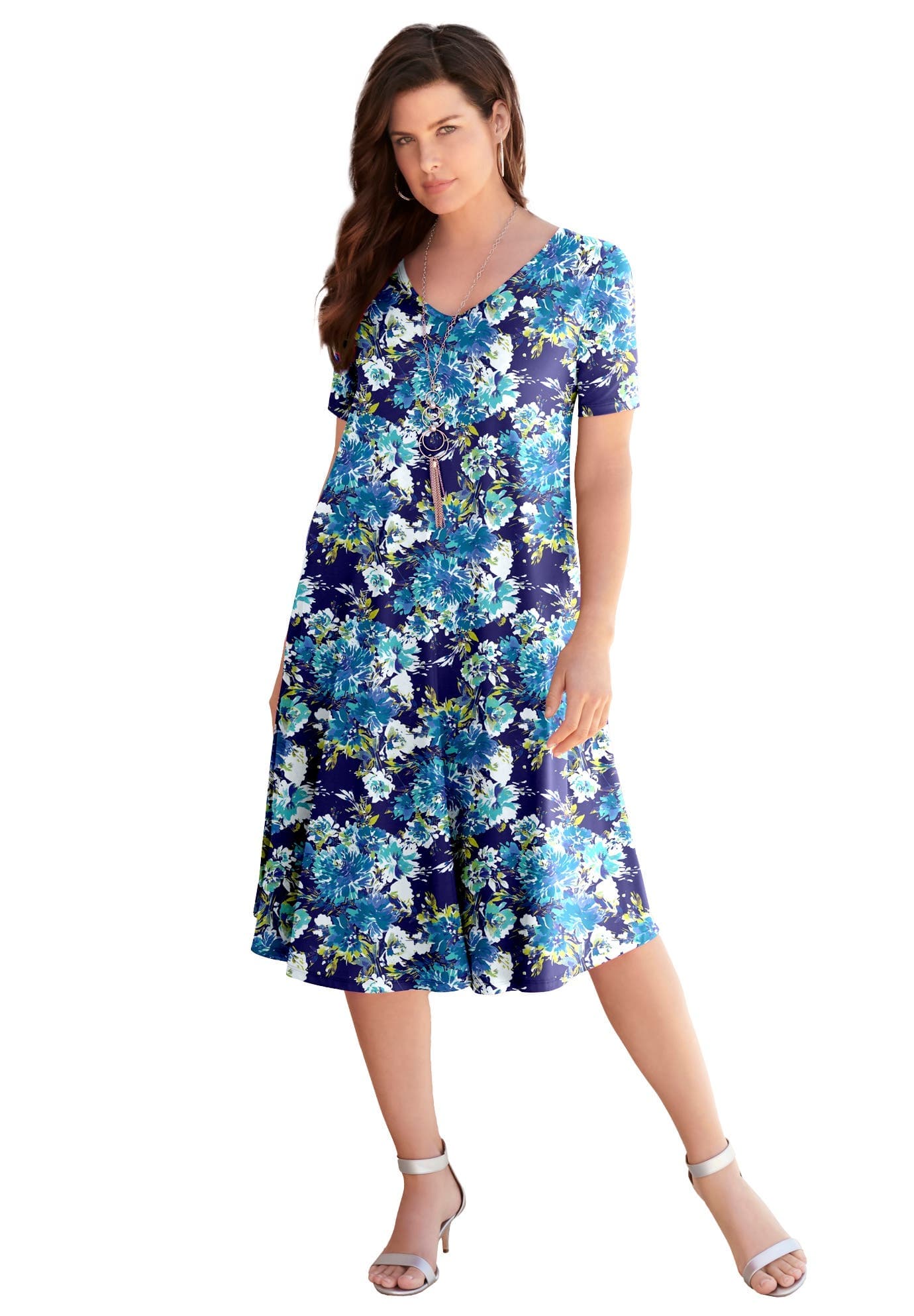 Plus Size Short Sleeve Sleeve Swing Dress - image 5