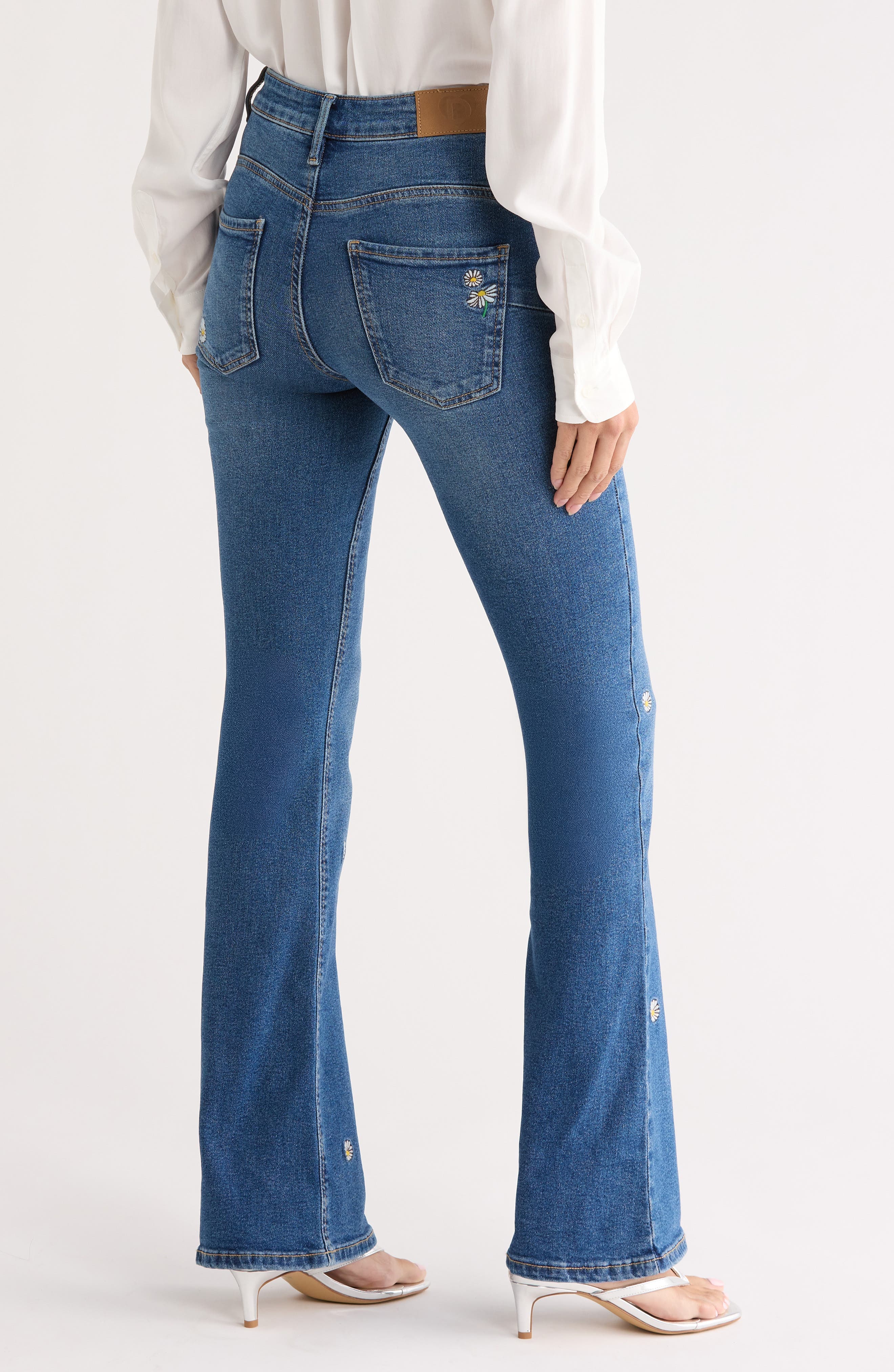 Floral Embroidered Flare Leg Jeans - image 2