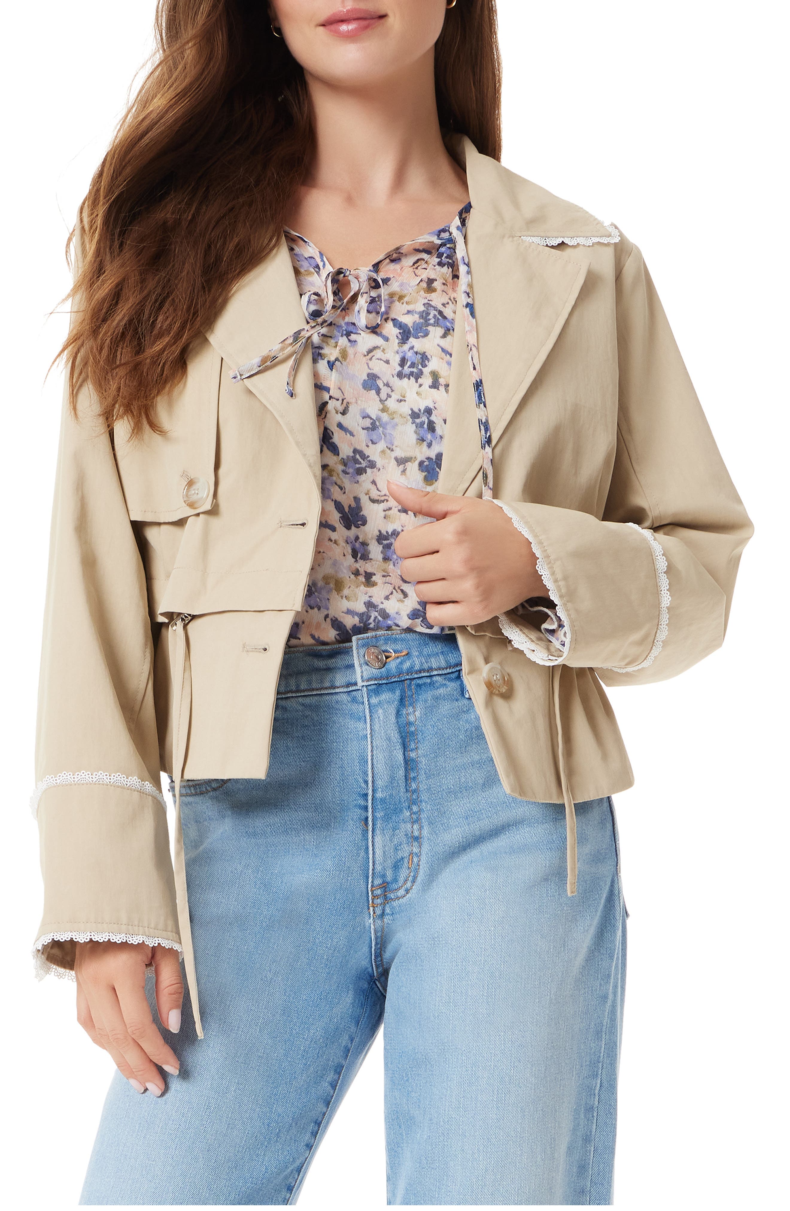 Gina Convertible Cotton Blend Trench Jacket - image 1