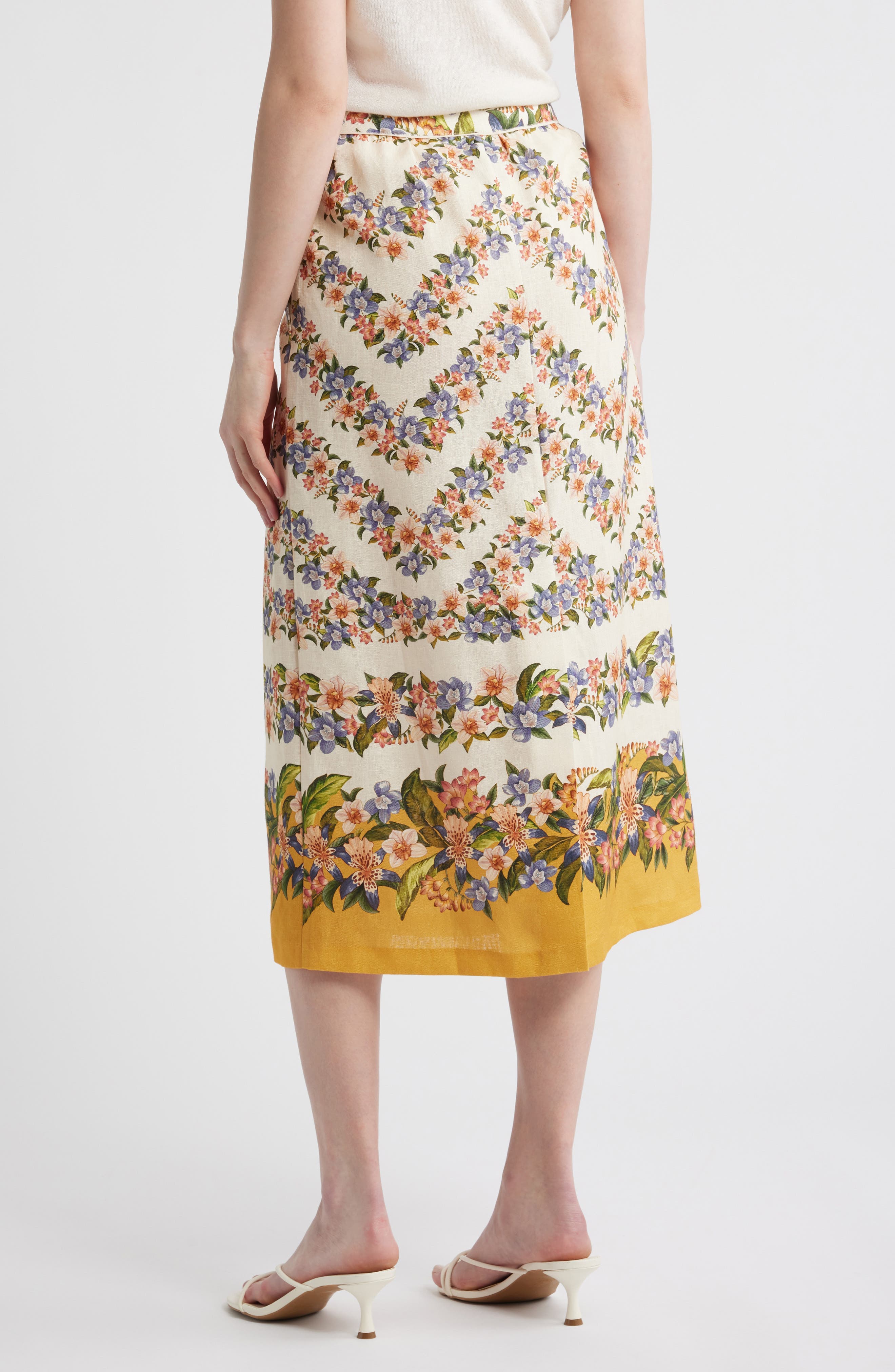 Floral Linen Midi Skirt - image 2