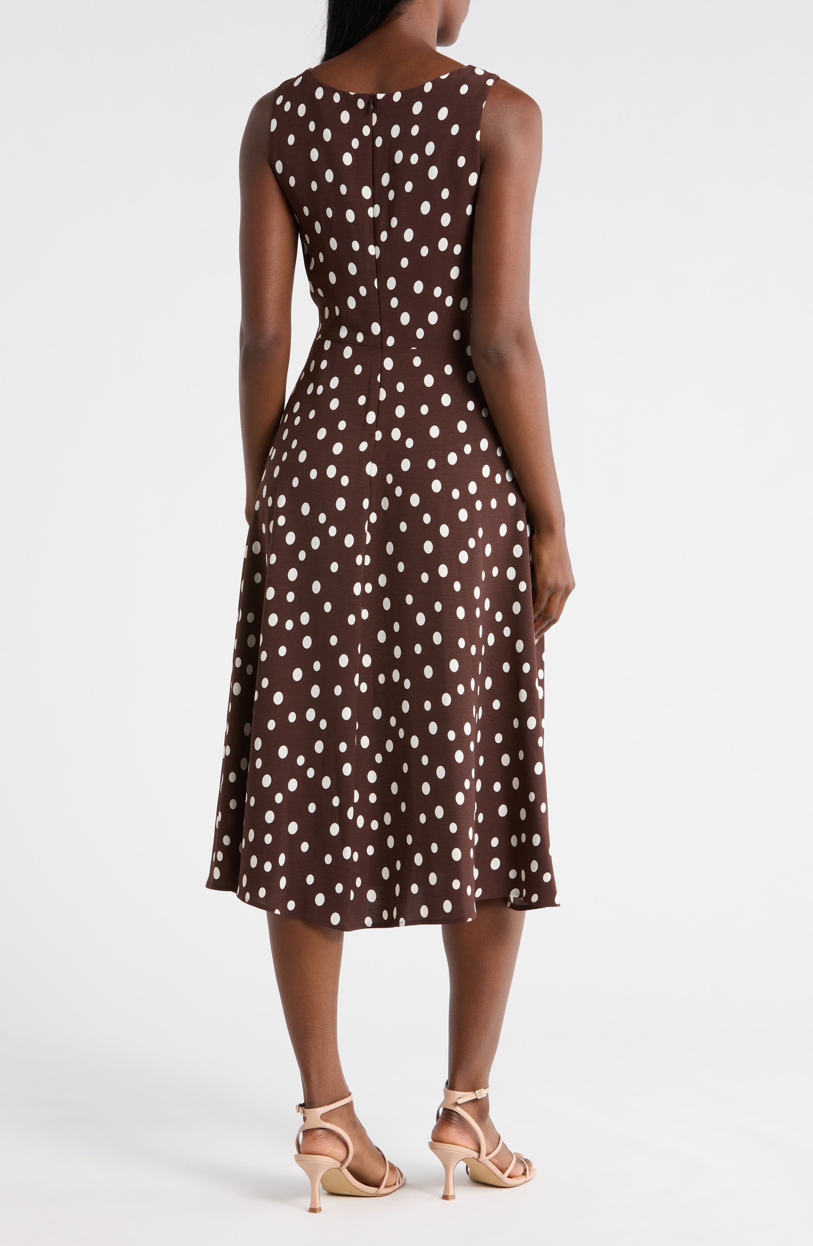 Dot Side Pleat Sleeveless Midi Dress - image 2