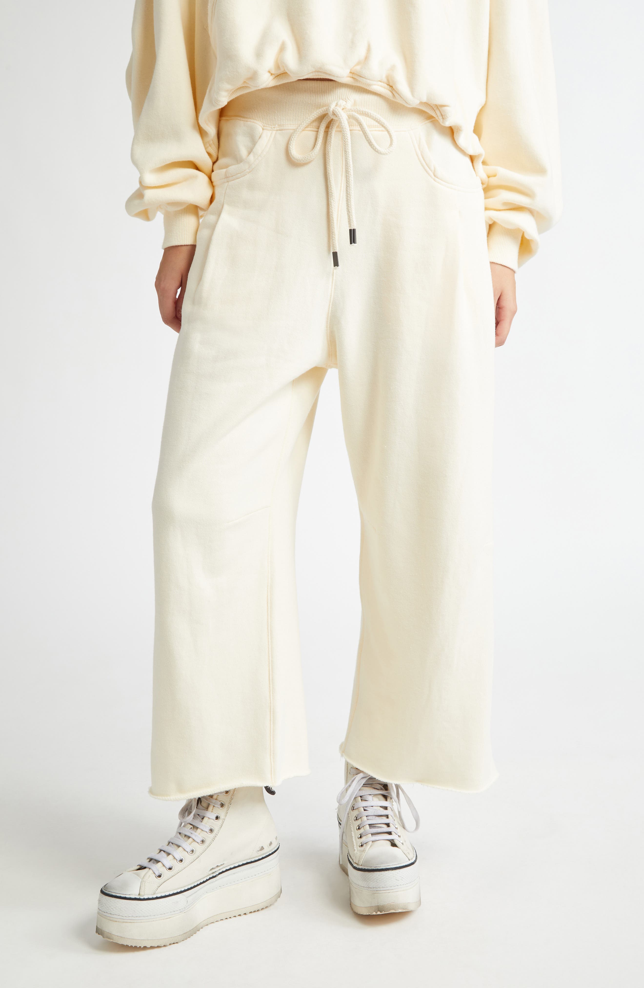 Pleated Crop Cotton Fleece Joggers - image 1