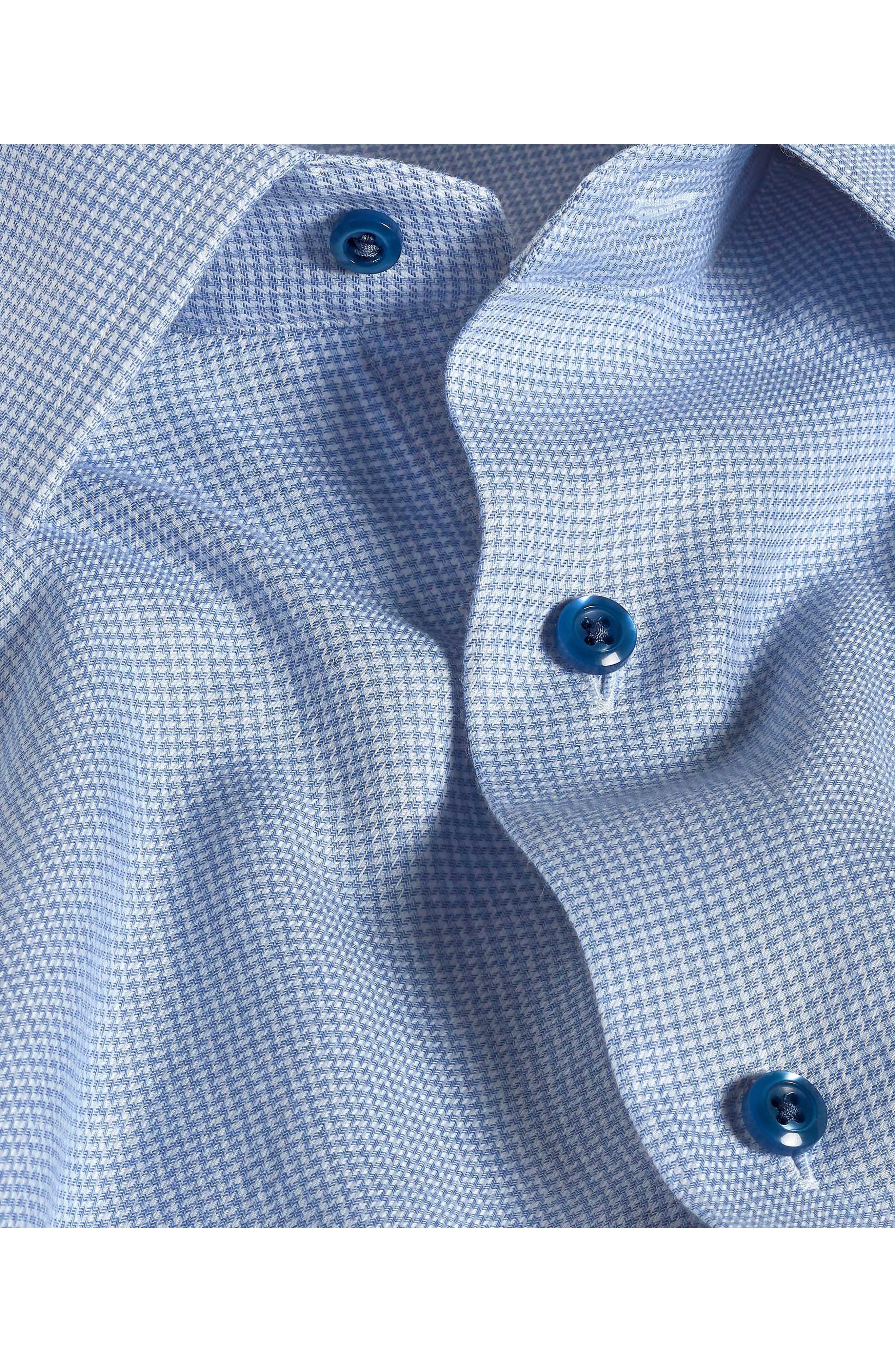 Trim Fit Blue Micro Houndstooth Cotton & Cashmere Dobby Dress Shirt - image 2