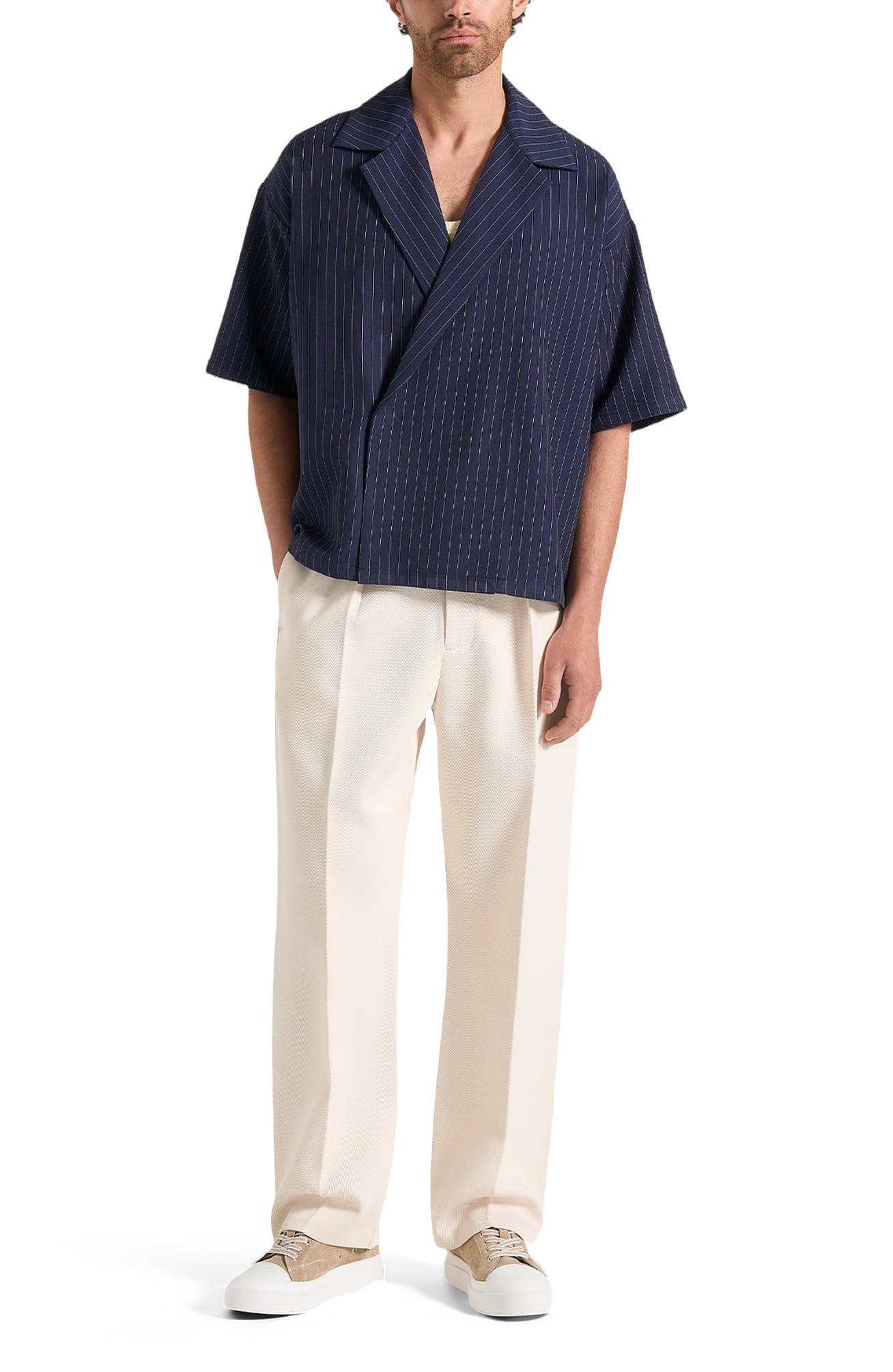 Abel Boxy Pinstripe Double Breasted Shirt - image 4