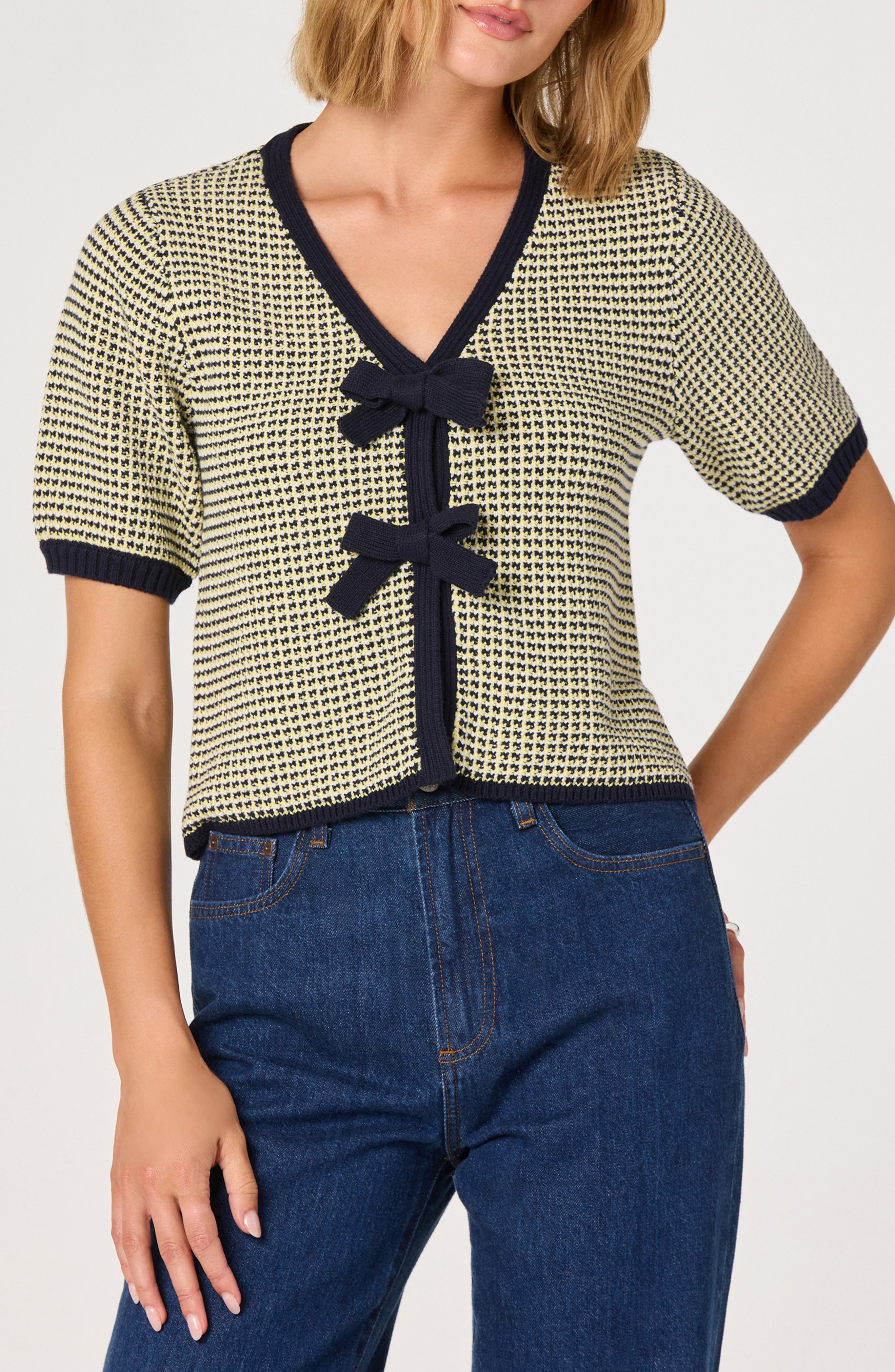 Bow Short Sleeve Cardigan - image 1