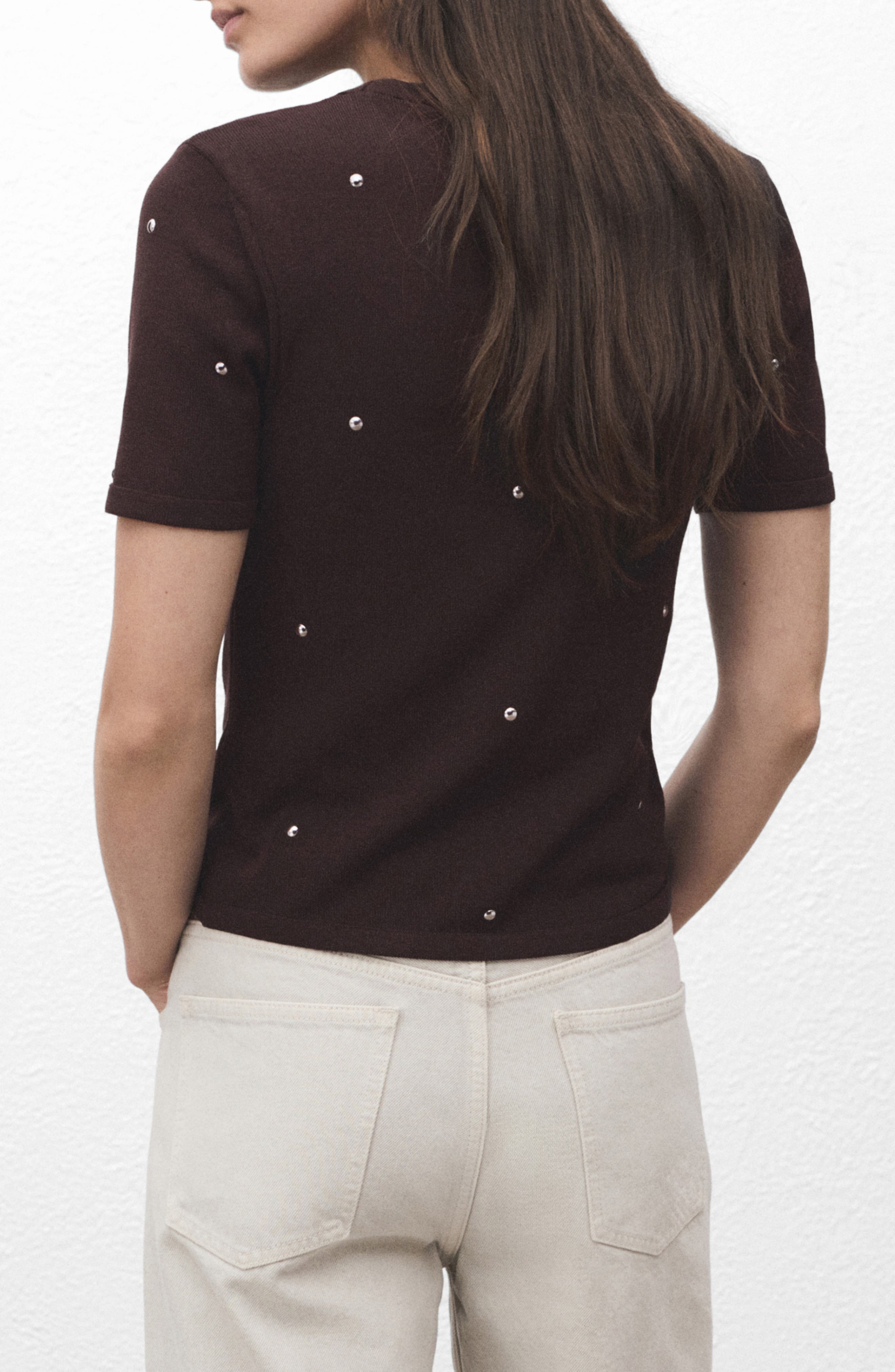 Studded Short Sleeve Sweater - image 2