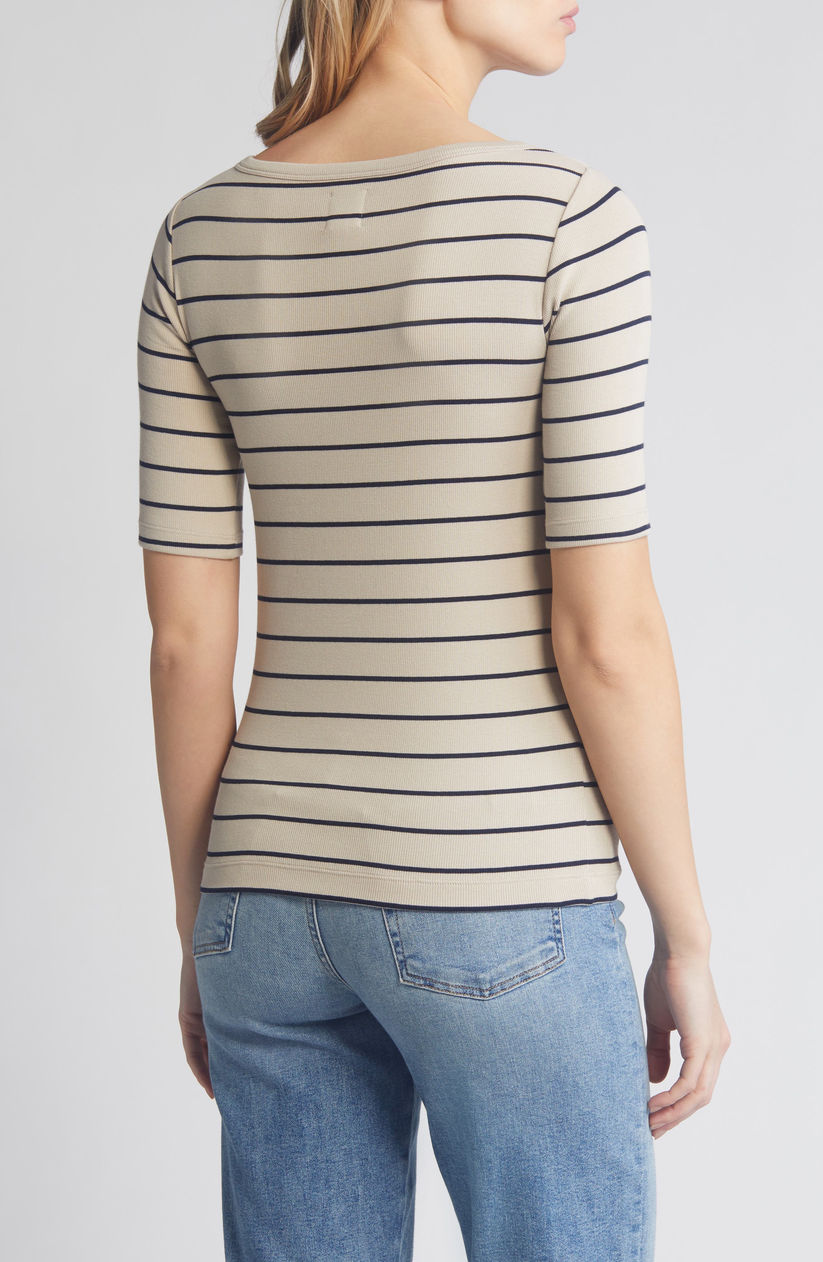Wide Stripe Cotton Blend Top - image 2