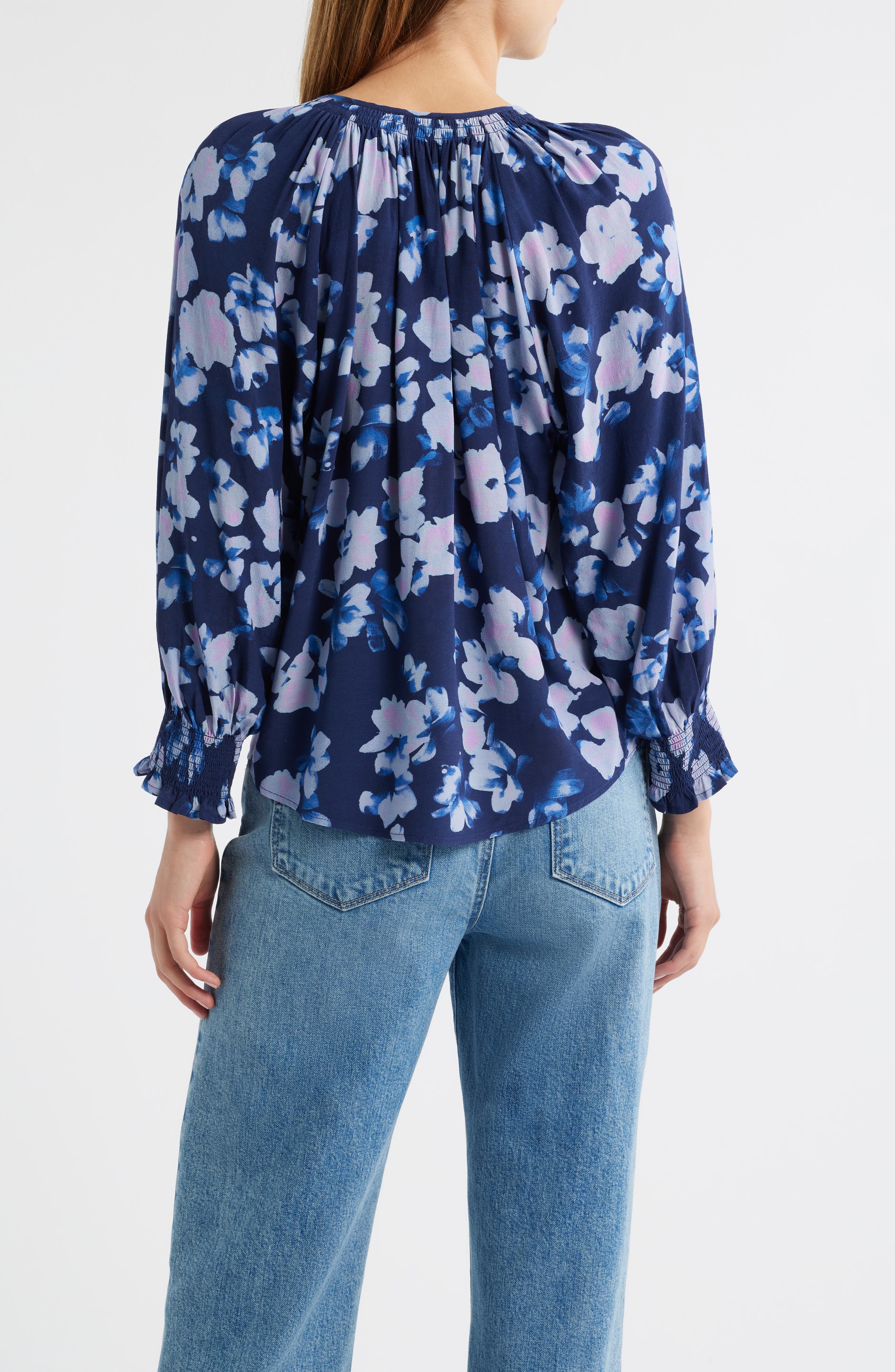 Mariah Floral Smocked Button-Up Peasant Top - image 2