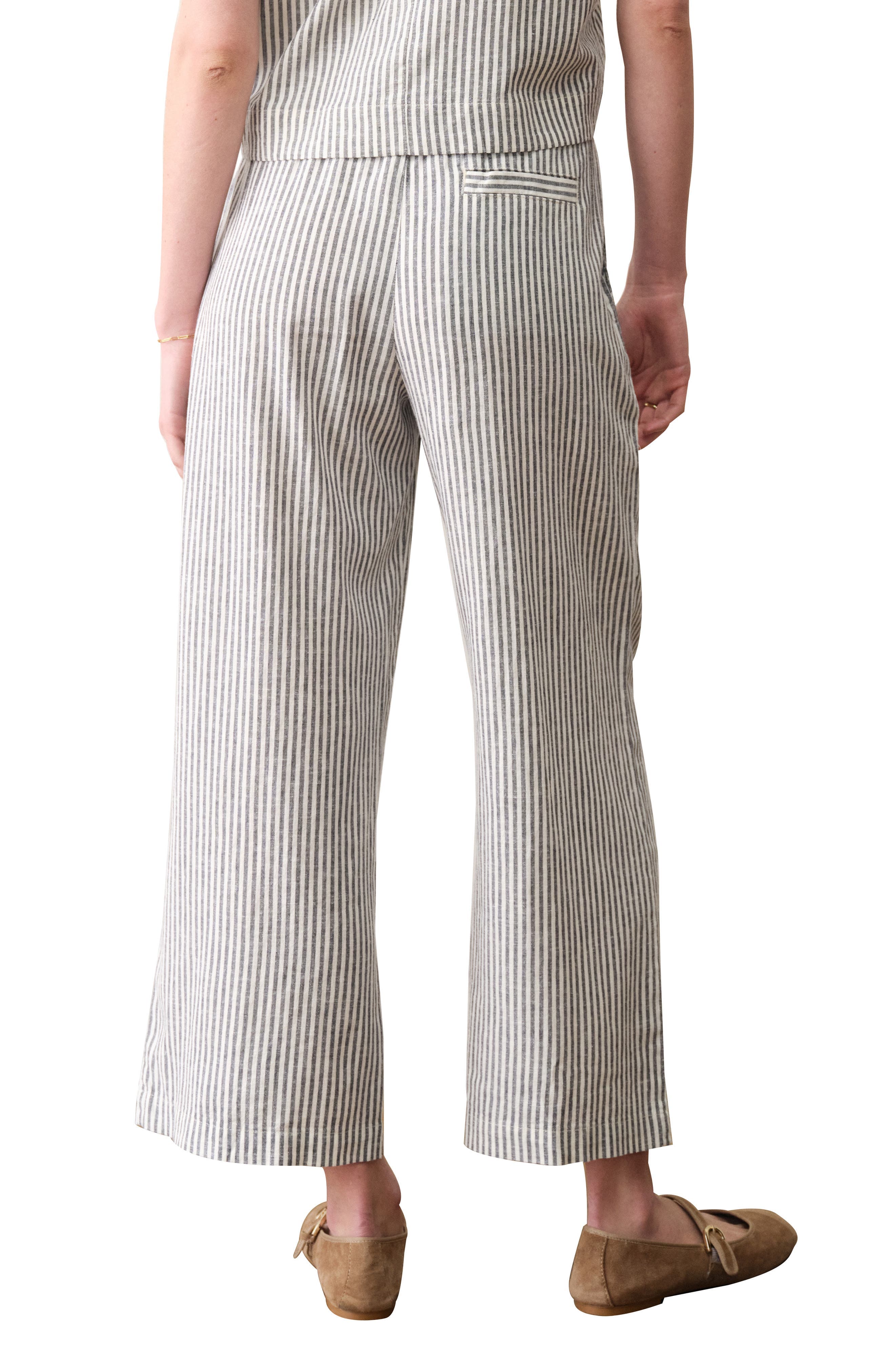 Allison Stripe Pull-On Crop Wide Leg Hemp Blend Pants - image 2