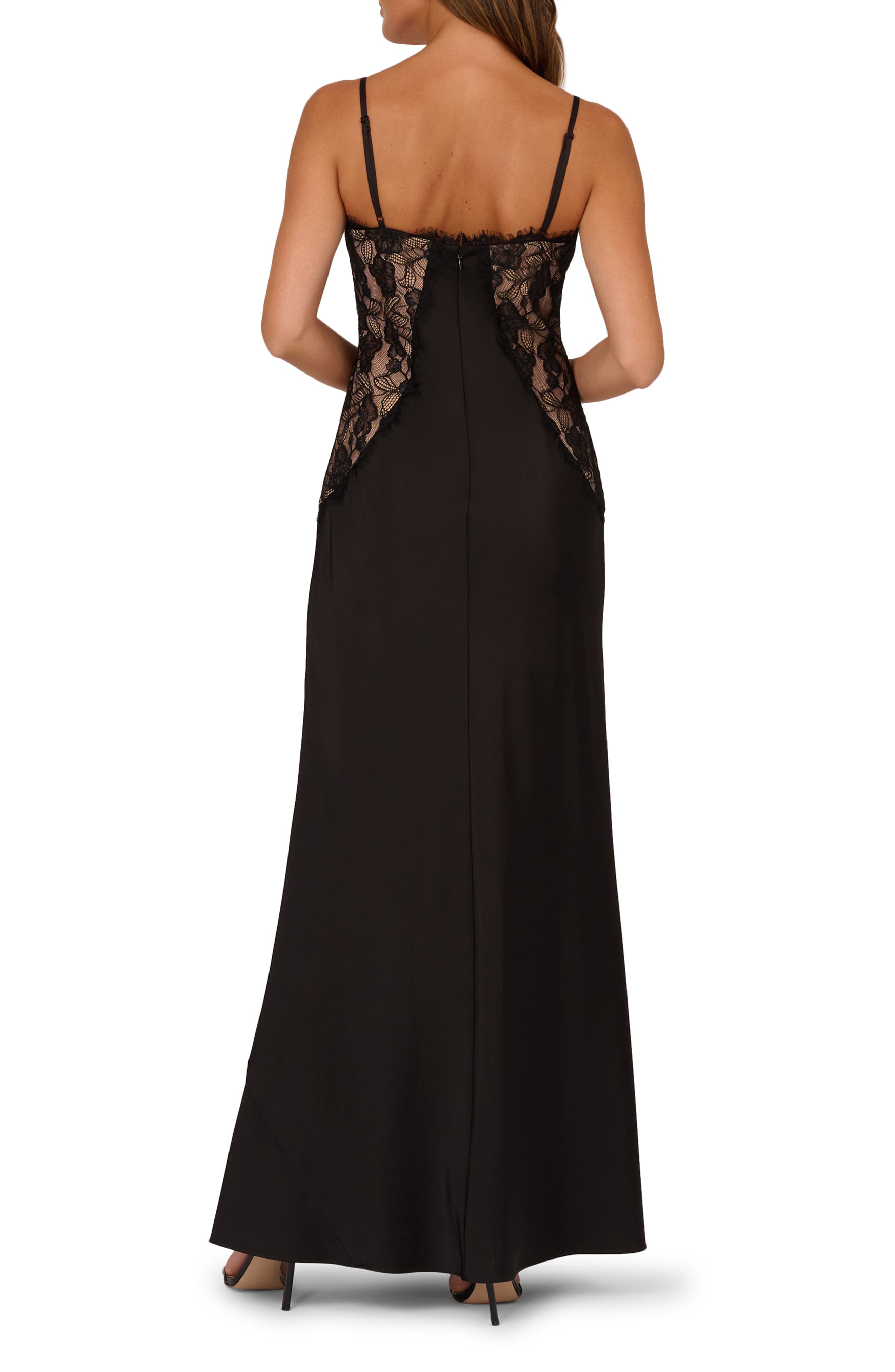 Lace Trim Satin Gown - image 2