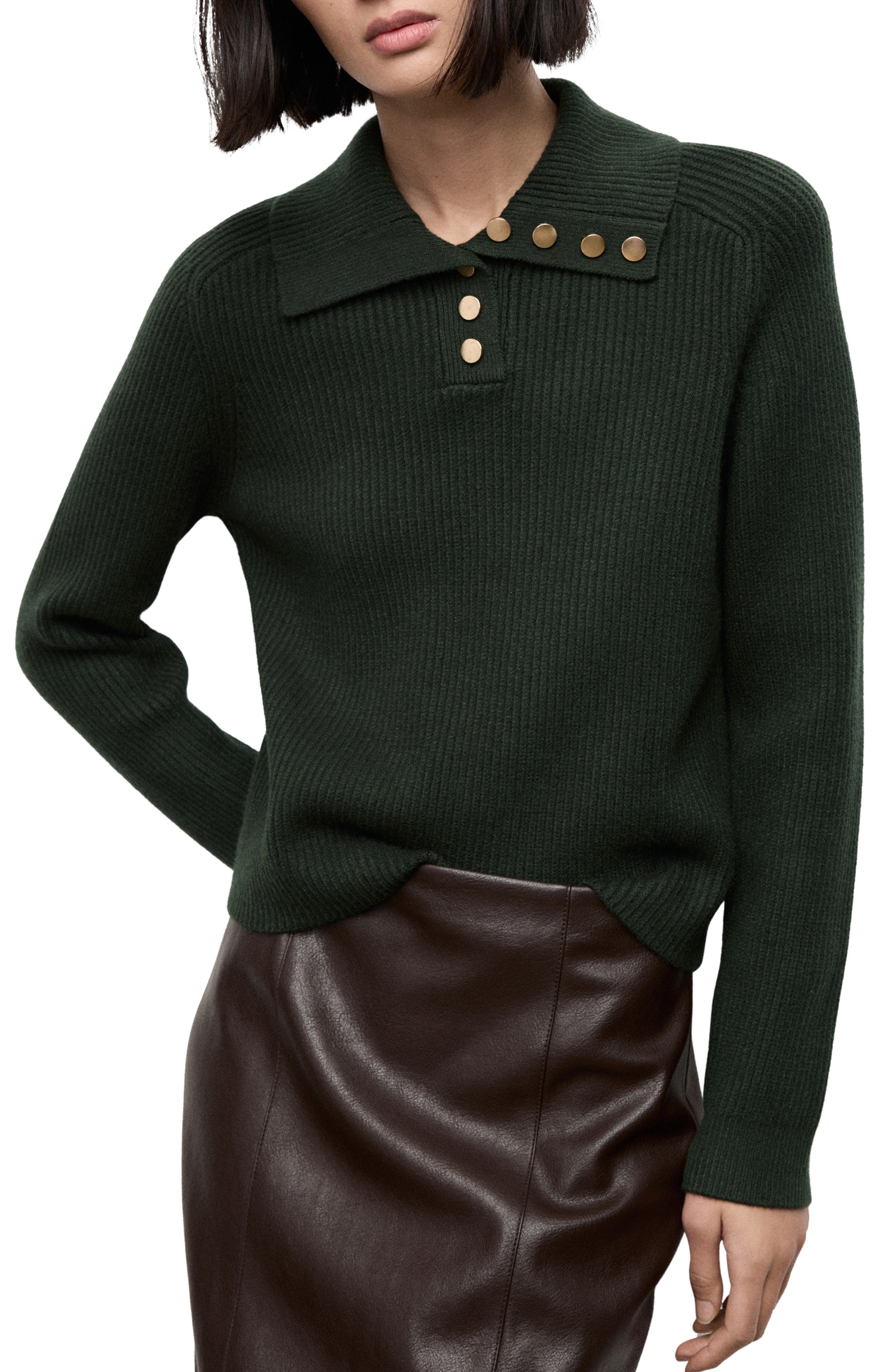 Ribbed Polo Sweater - image 1