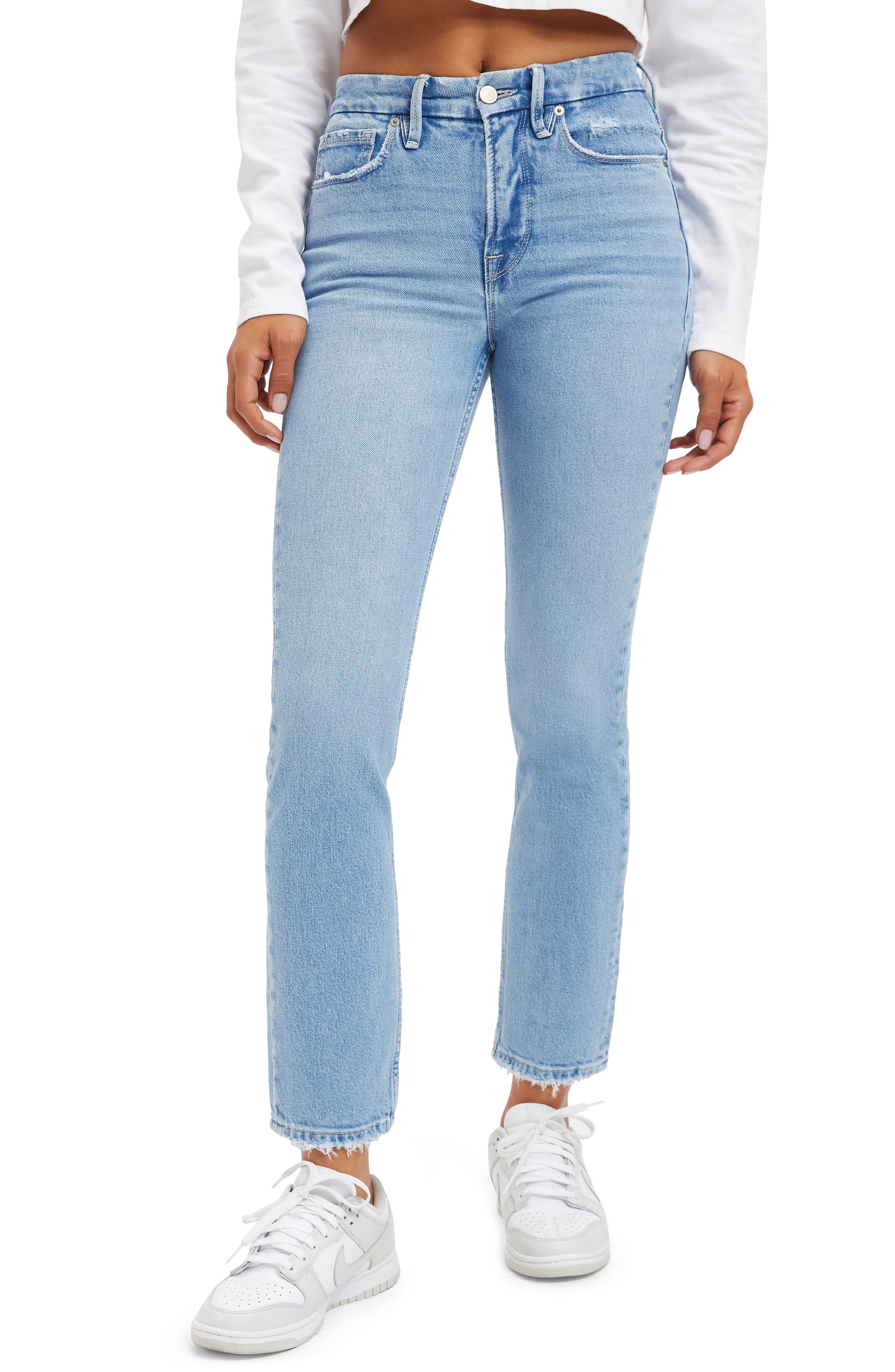 Good Straight Natural Fray Hem Jeans - image 1