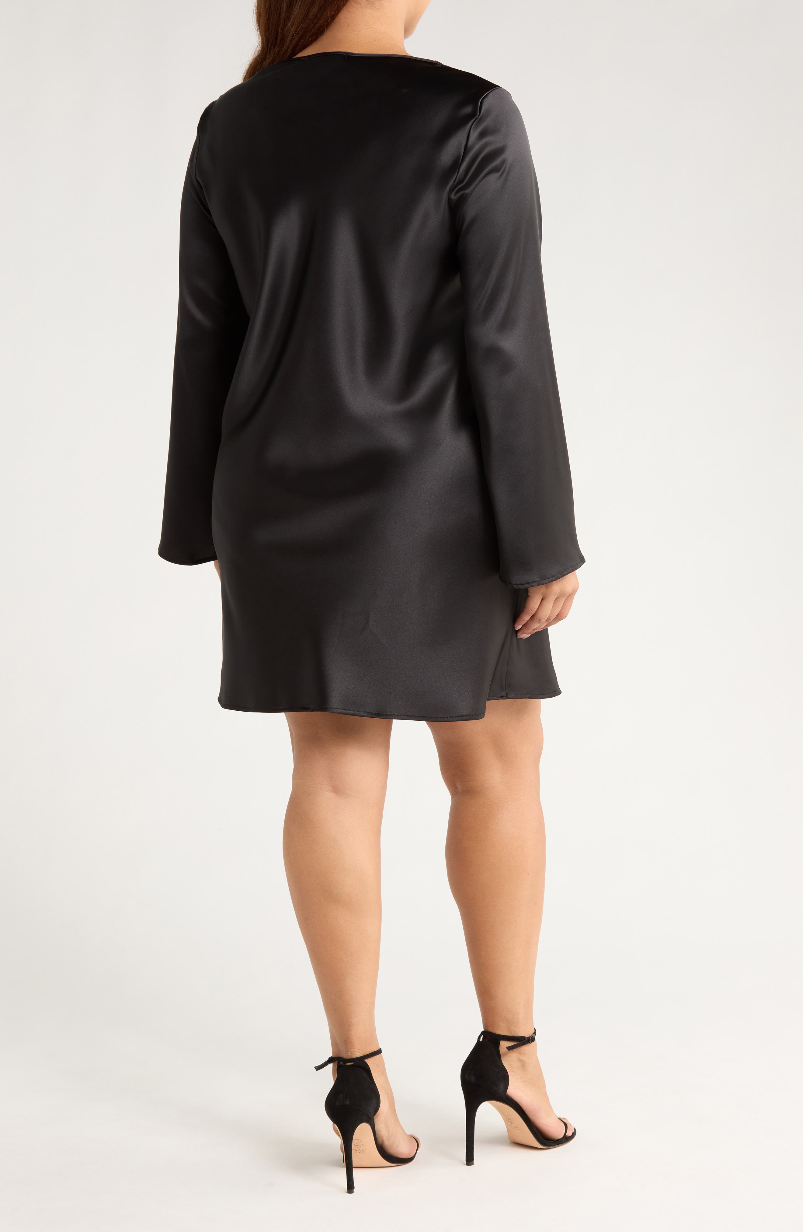 Cowl Neck Long Sleeve Satin Minidress - image 2