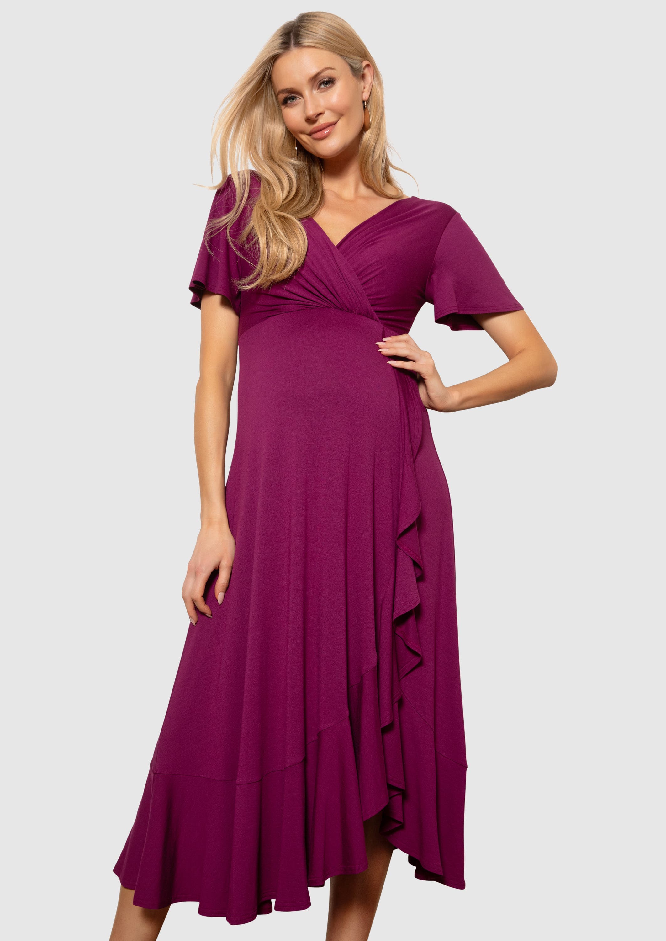 Waterfall Midi Maternity Dress - image 1