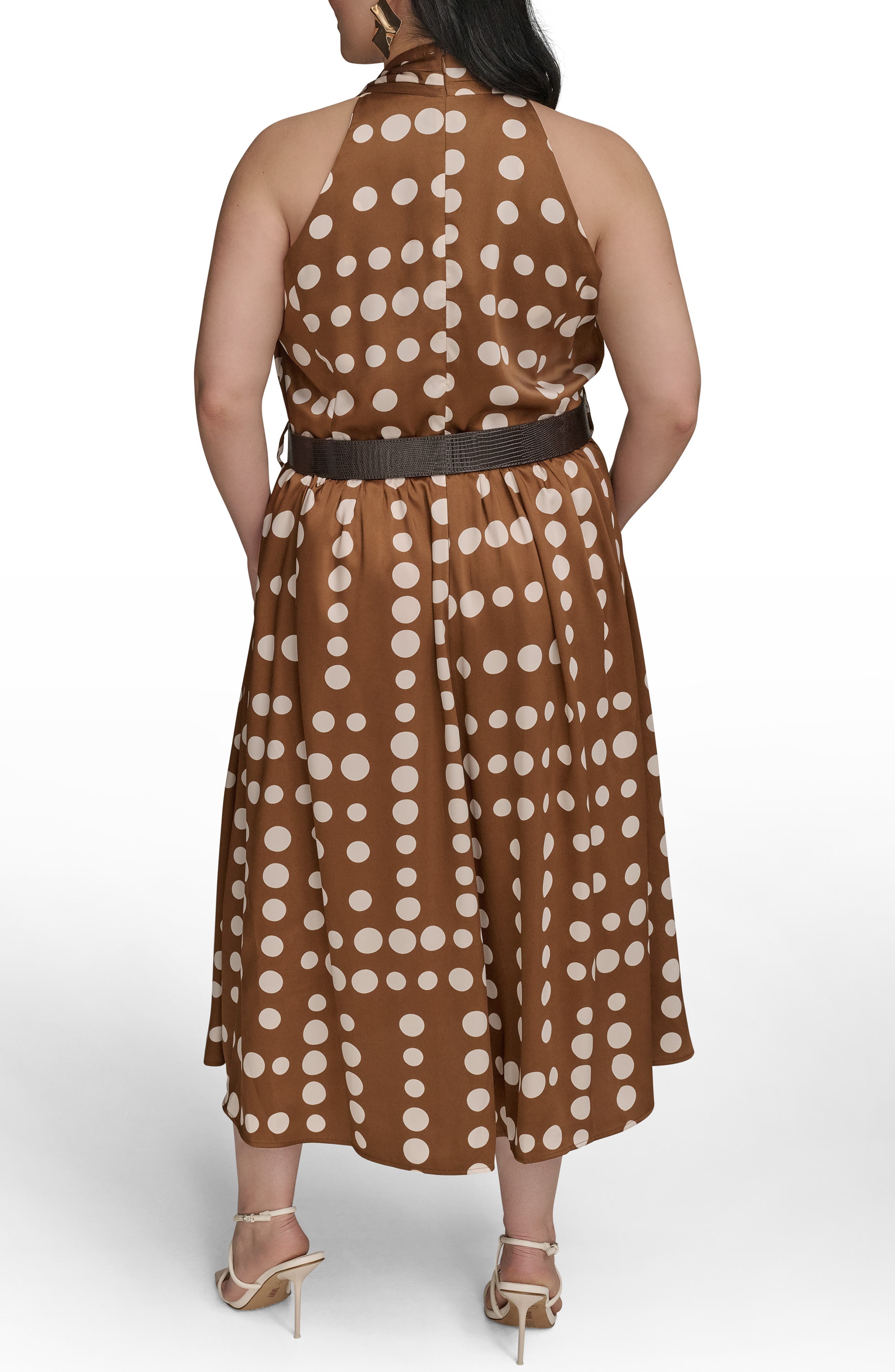 Dot Print Halter Midi Dress - image 2
