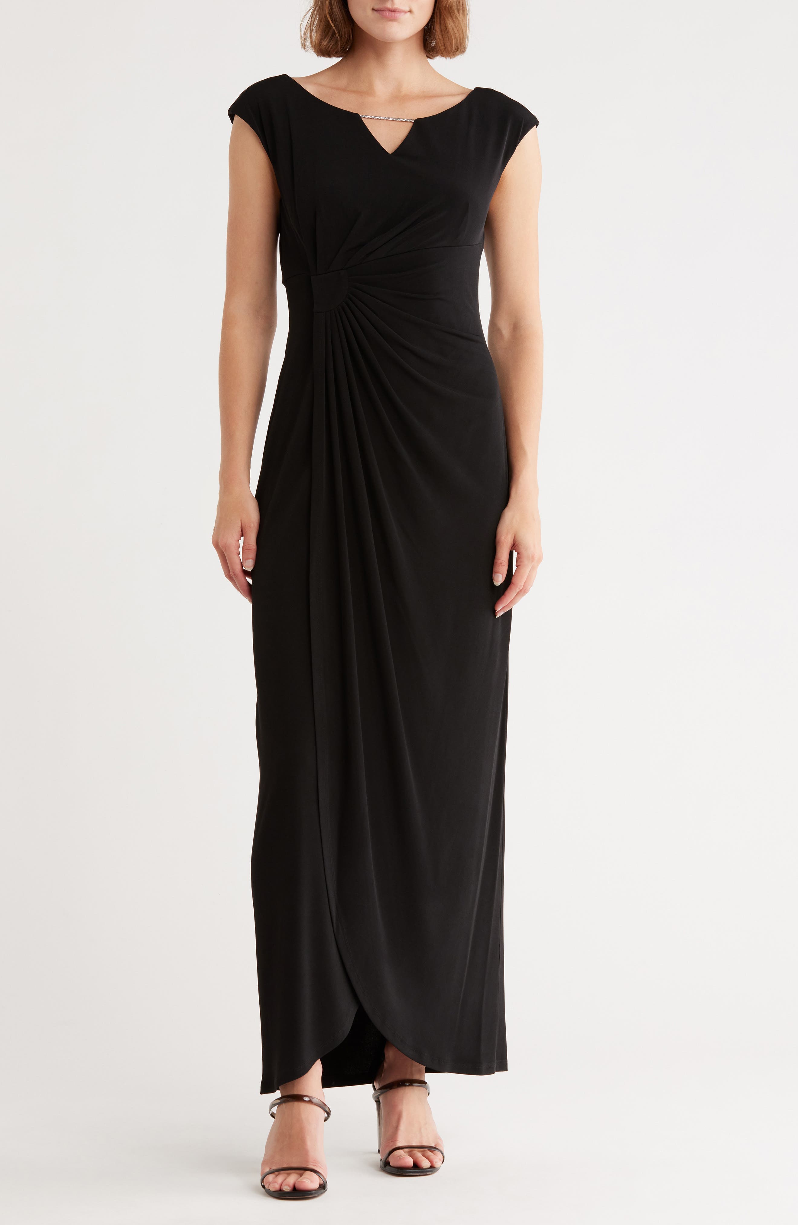 Crystal Notch Side Ruched Gown - image 1
